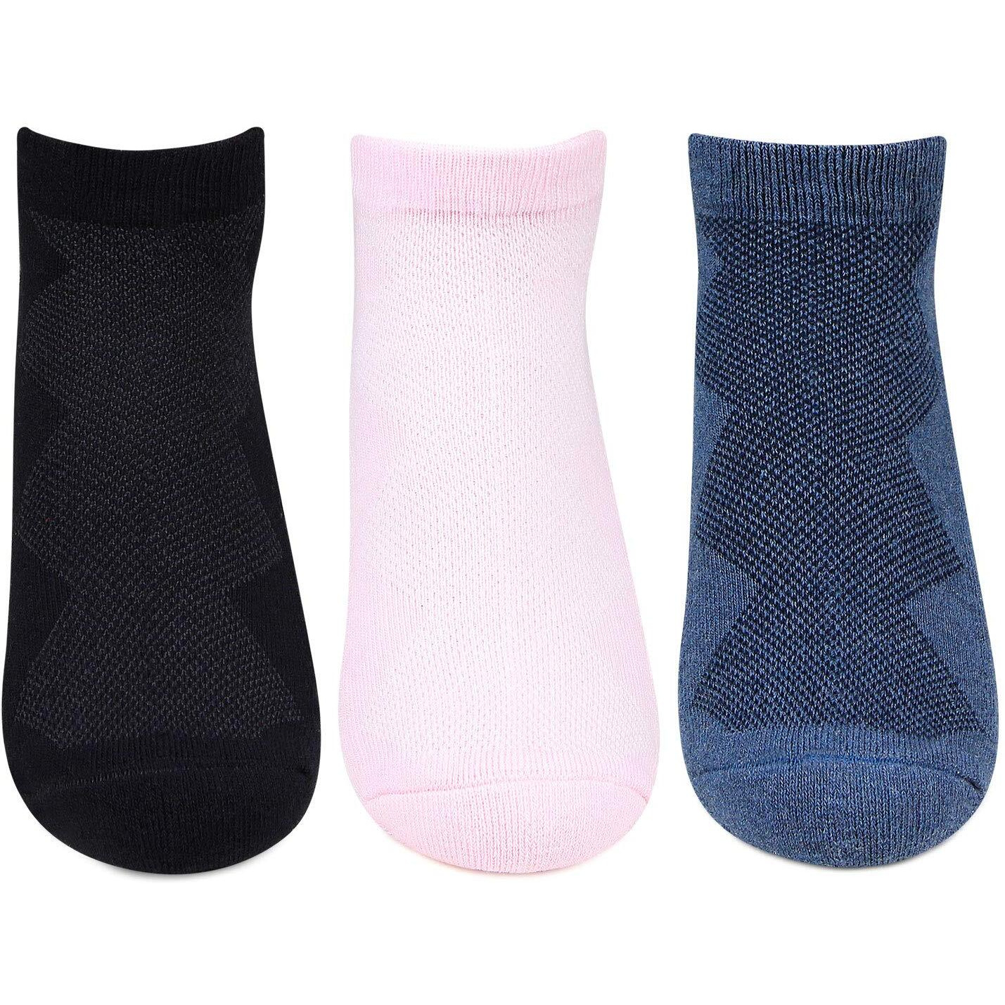 Hush Puppies Cotton Women Core Low Cut Ankle Socks, Multicolour, Free Size Uk(Brohpg-06-Po3)