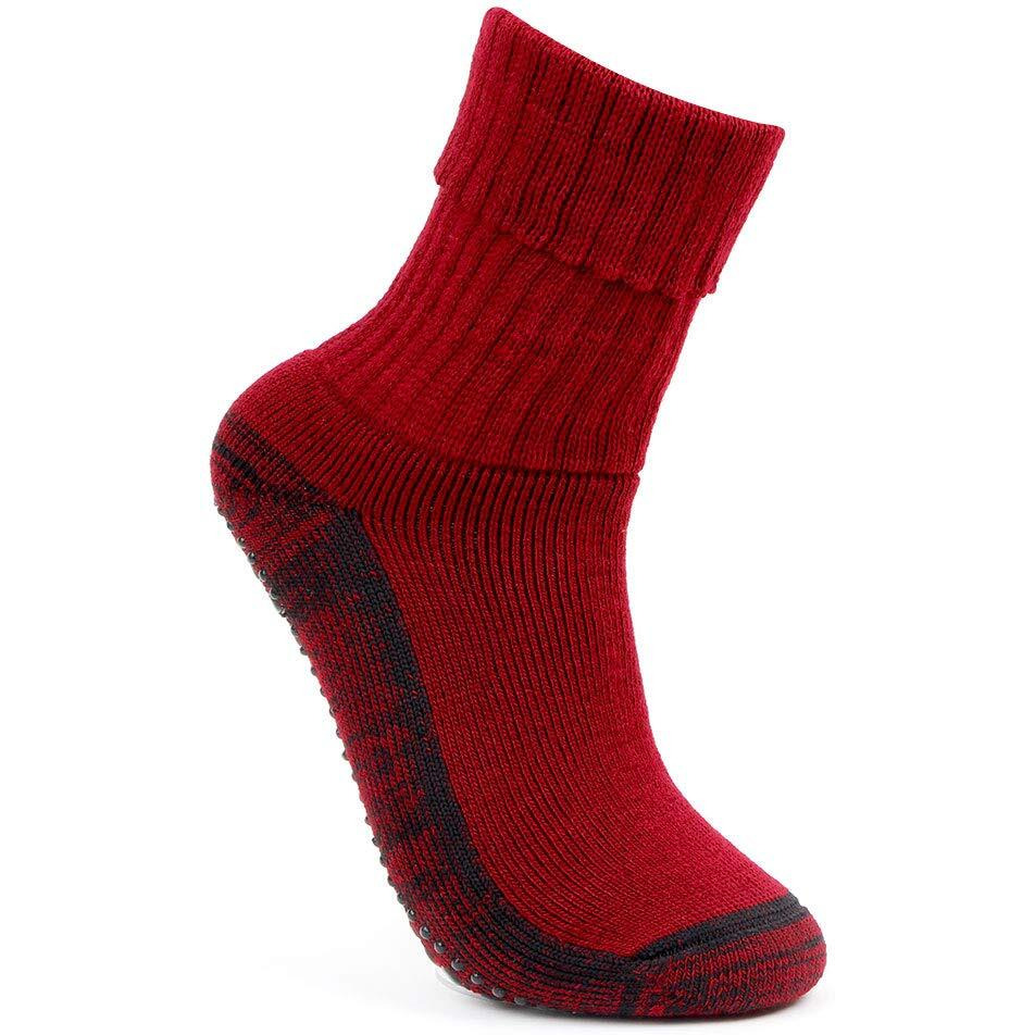 Bonjour Women's Woolen Anti-Skid Indoor Socks - Maroon- PO1