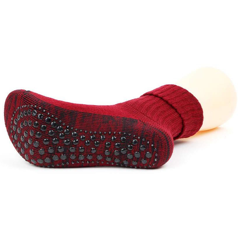 Bonjour Women's Woolen Anti-Skid Indoor Socks - Maroon- PO1