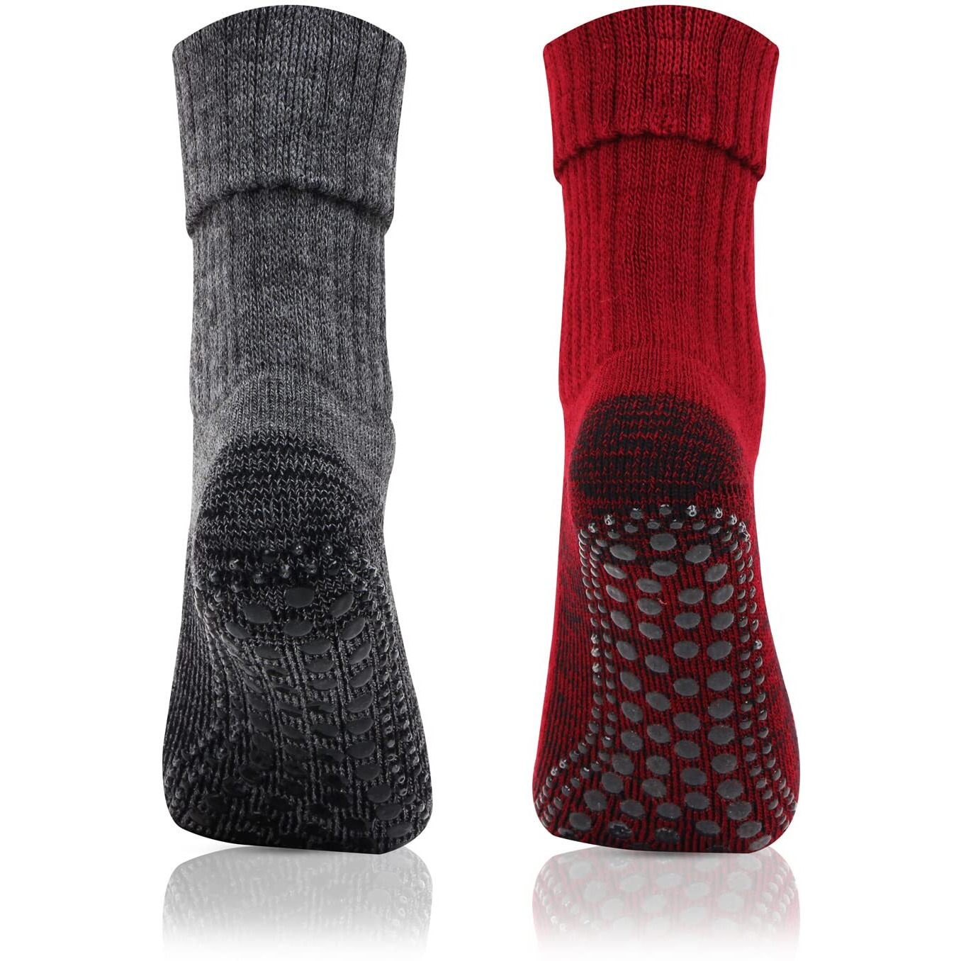 Bonjour Women's Woolen Anti-Skid (Gripper) Indoor Socks, Pack Of 2, Free Size