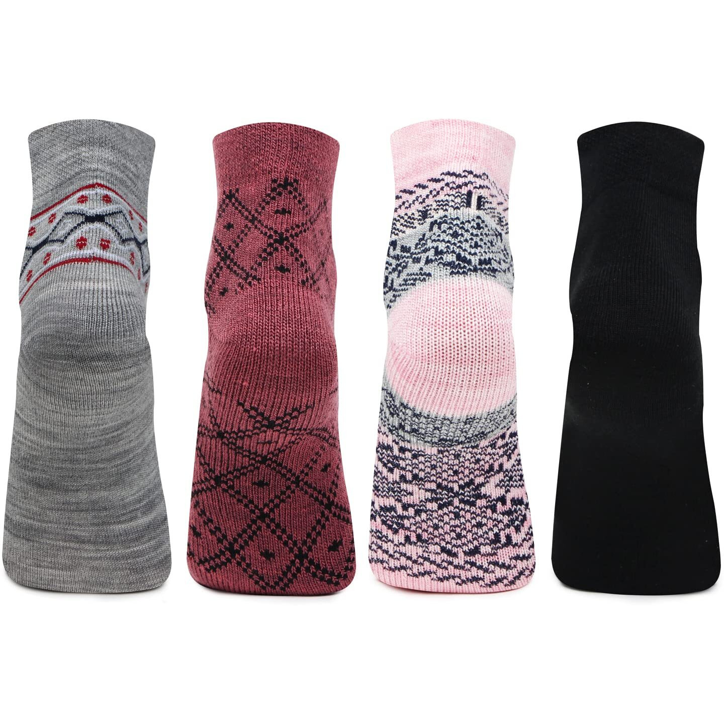 Bonjour Ankle Length Woolen Thumb Socks For Women- Pack of 4