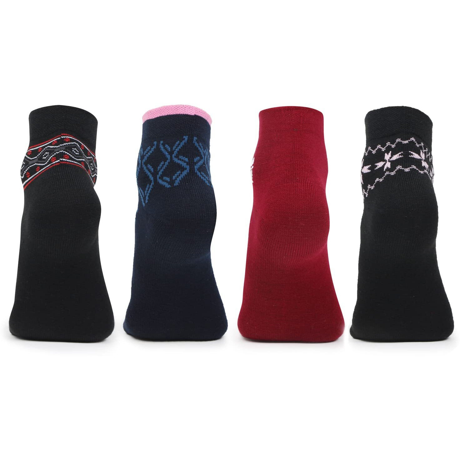 Bonjour Ankle Length Woolen Thumb Socks For Women- Pack of 4