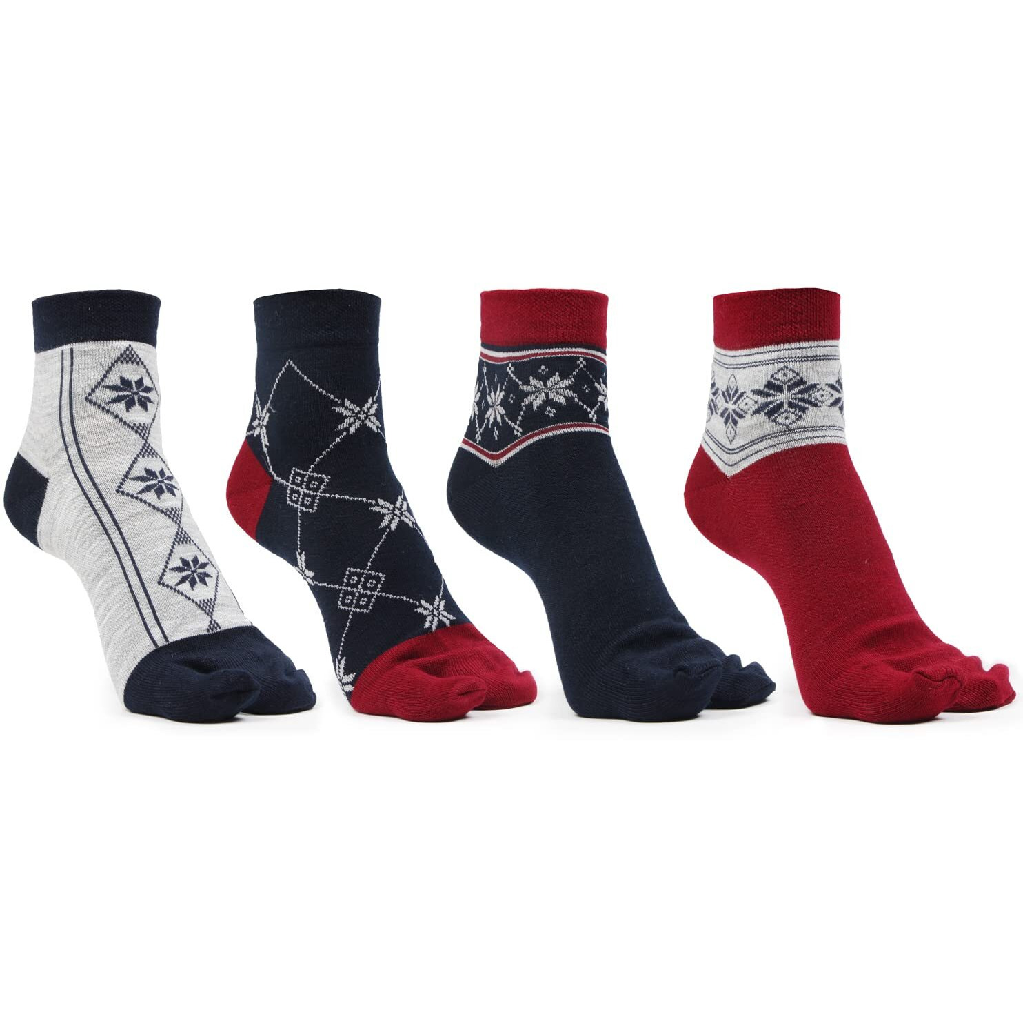 Bonjour Ankle Length Woolen Thumb Socks For Women- Pack of 4