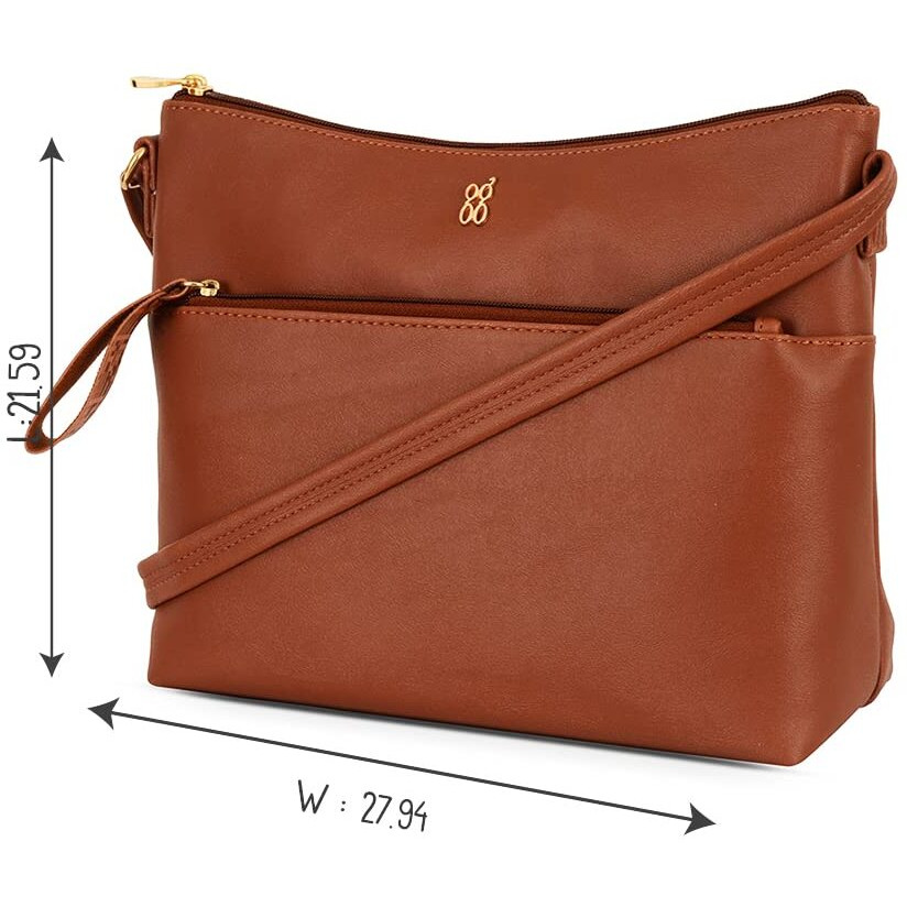 Baggit Women Tan Sling Bag Small Size | Ladies Stylish Casual Cross Body Purse Handbag