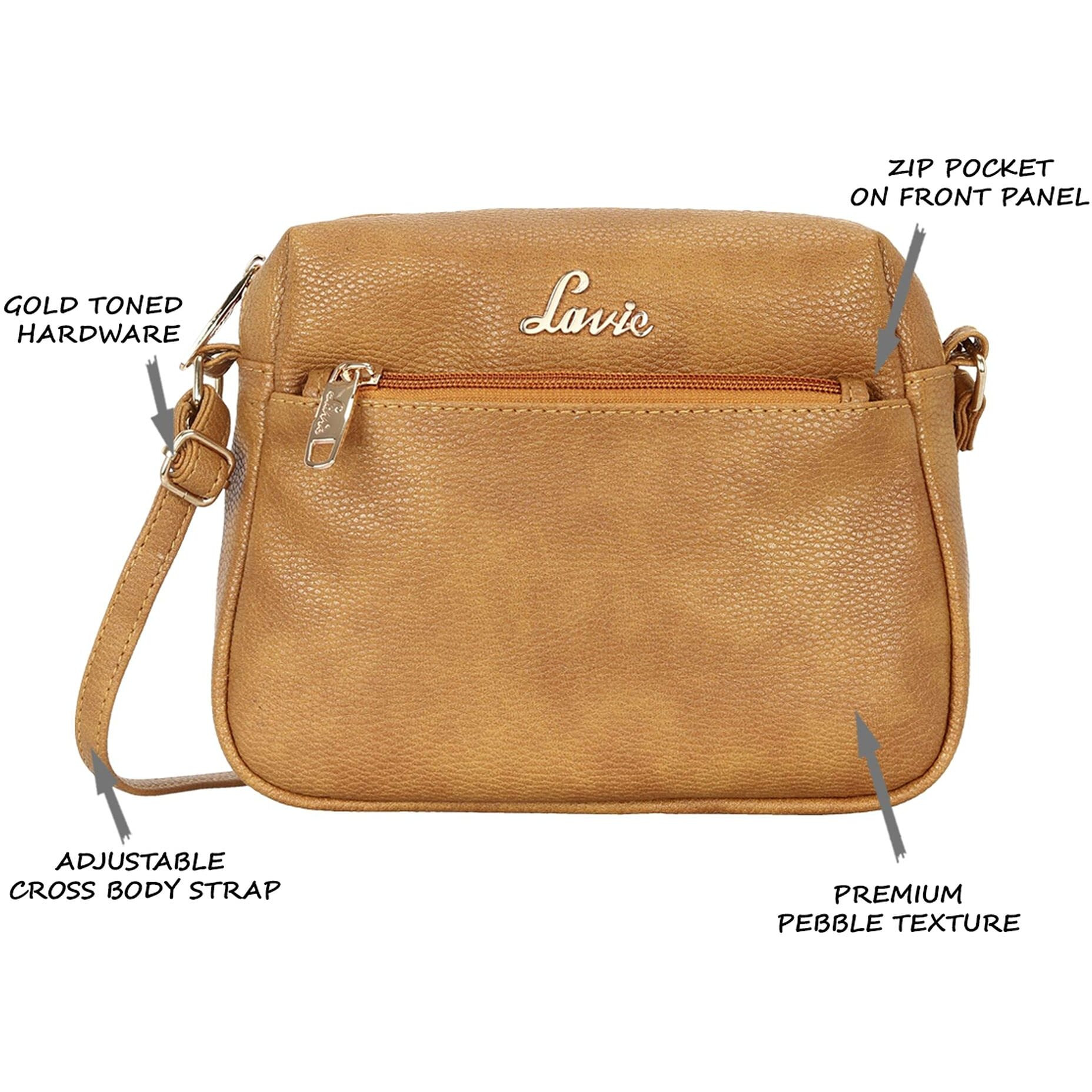 Lavie Women's Sling Bag (Yellow, Ocher)