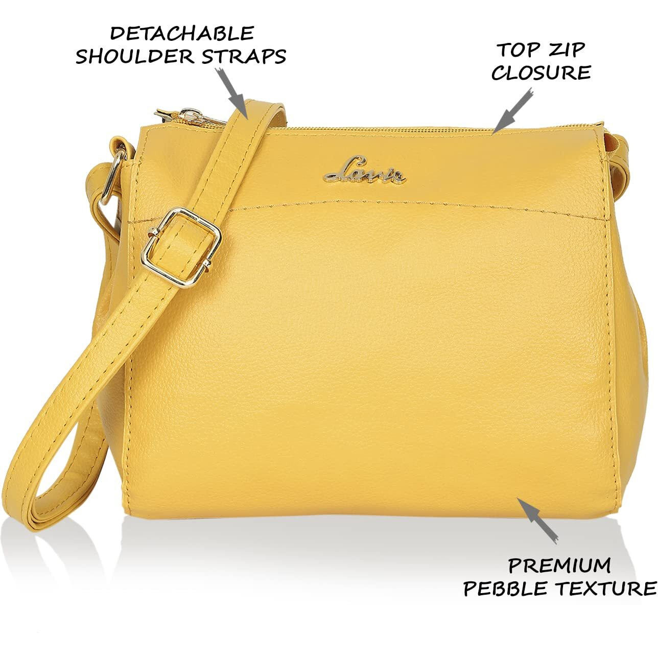 Lavie Women's Cetan Crossbody Horizontal Stiff Sling Bag Ocher Ladies Purse Handbag