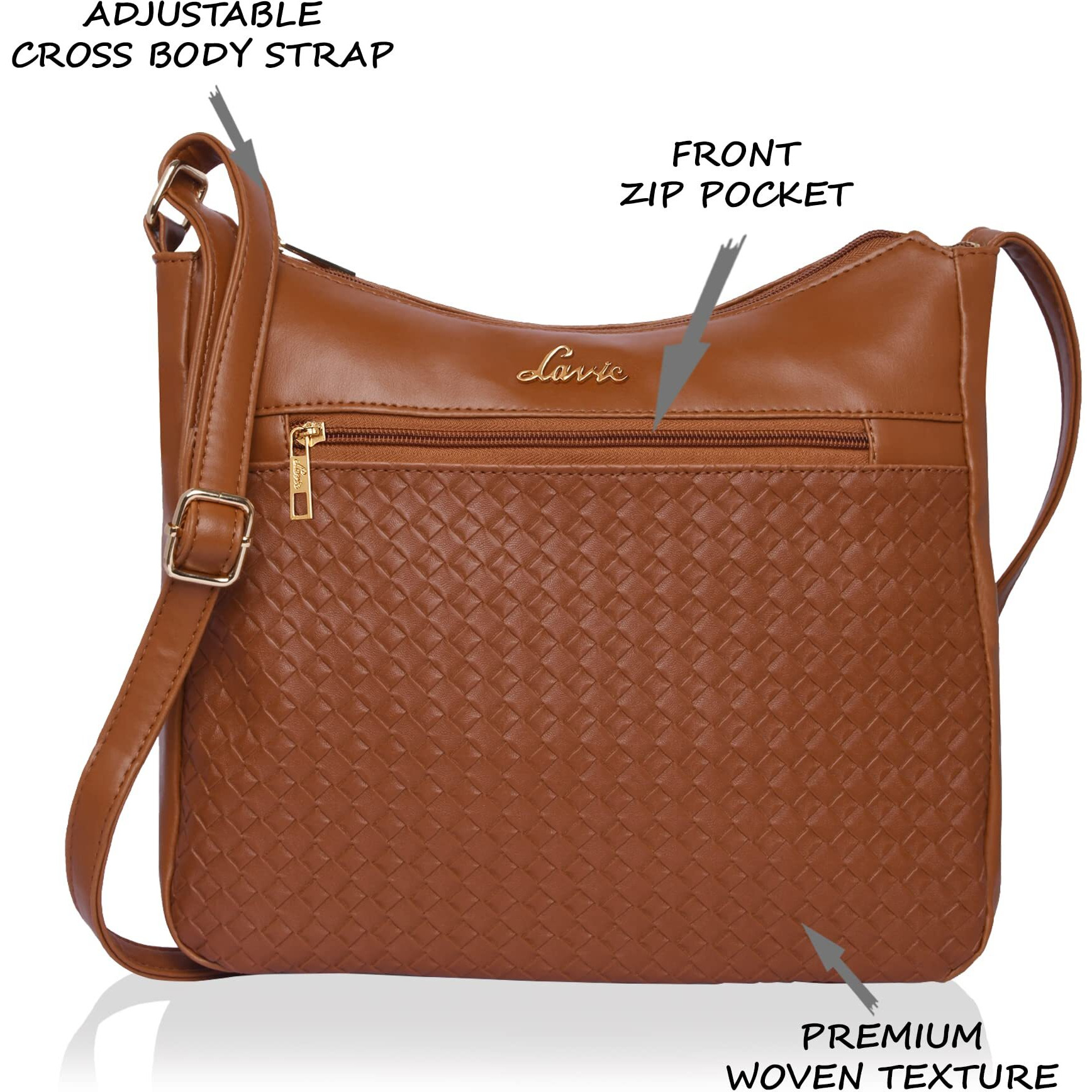 Lavie Women's Moritz Crossbody Horizontal Woven Sling Bag Tan Ladies Purse Handbag