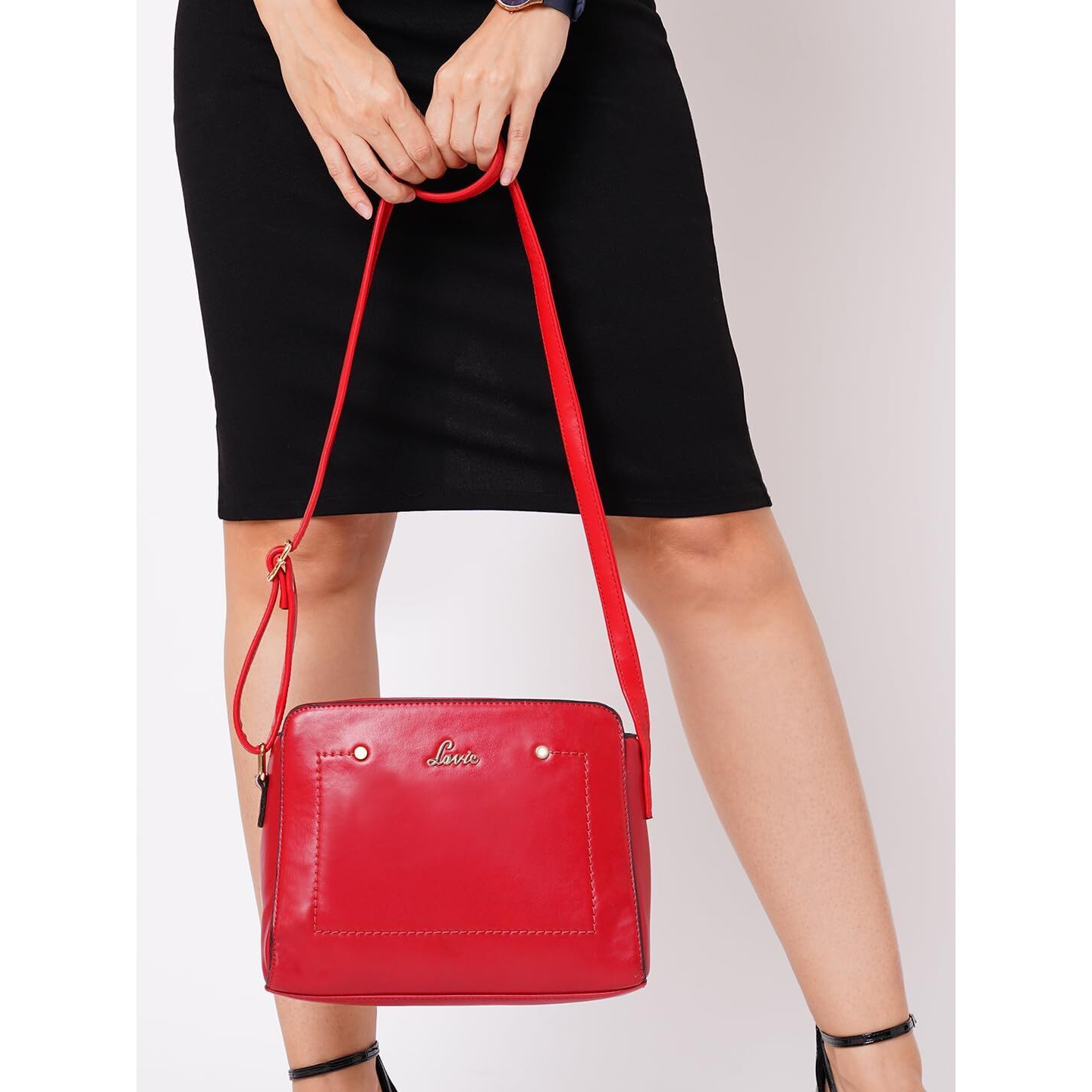 Lavie Women's Jeffrey Deco Stitch Sling Bag Red Ladies Purse Handbag