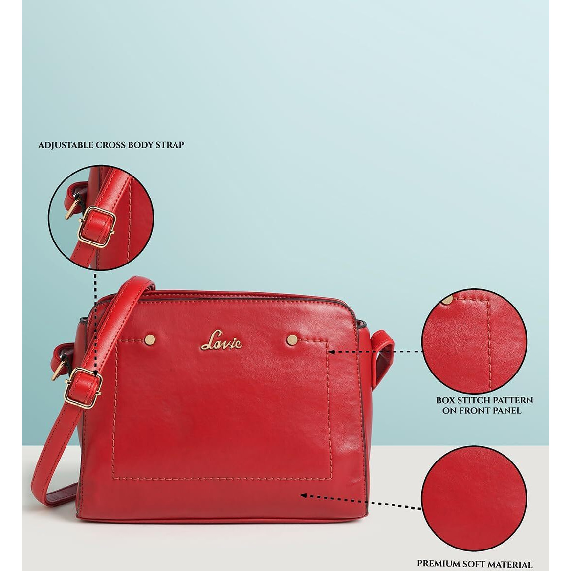 Lavie Women's Jeffrey Deco Stitch Sling Bag Red Ladies Purse Handbag