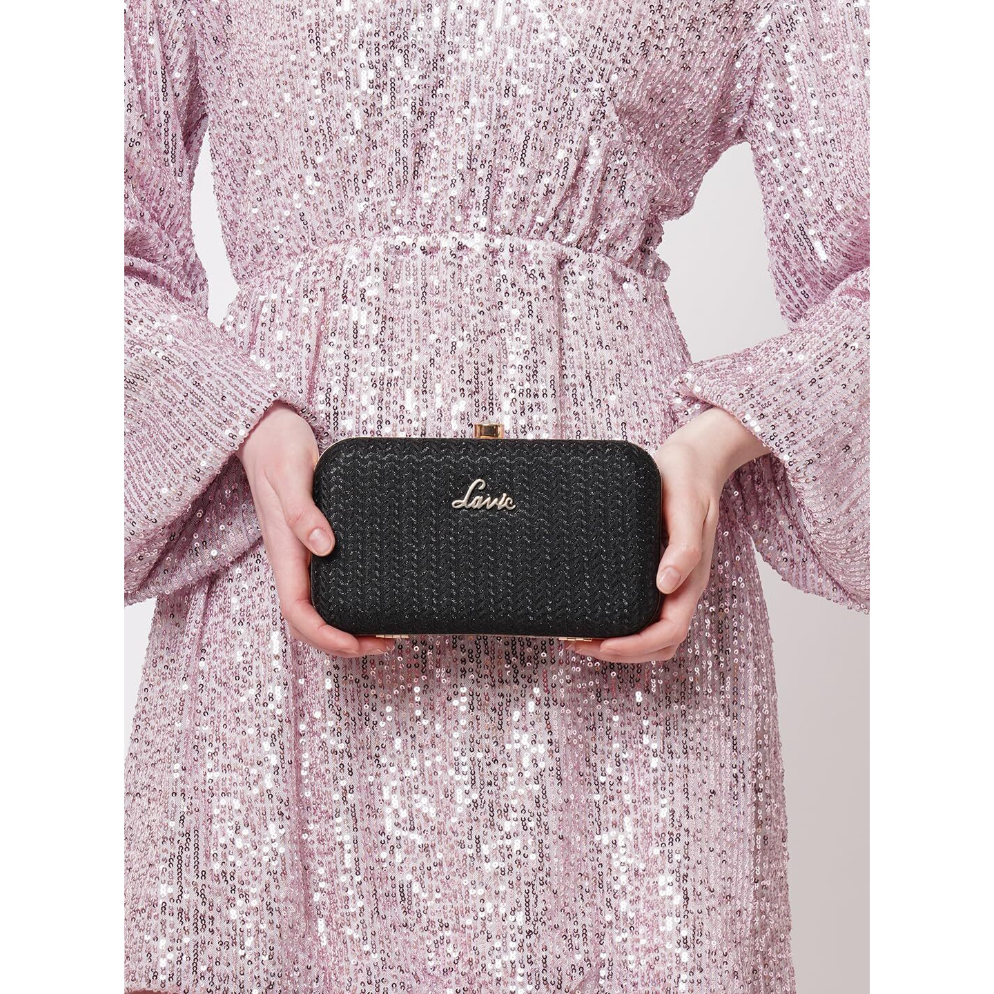 Lavie Women's Sparkle Framed Clutch Black Ladies Purse Handbag