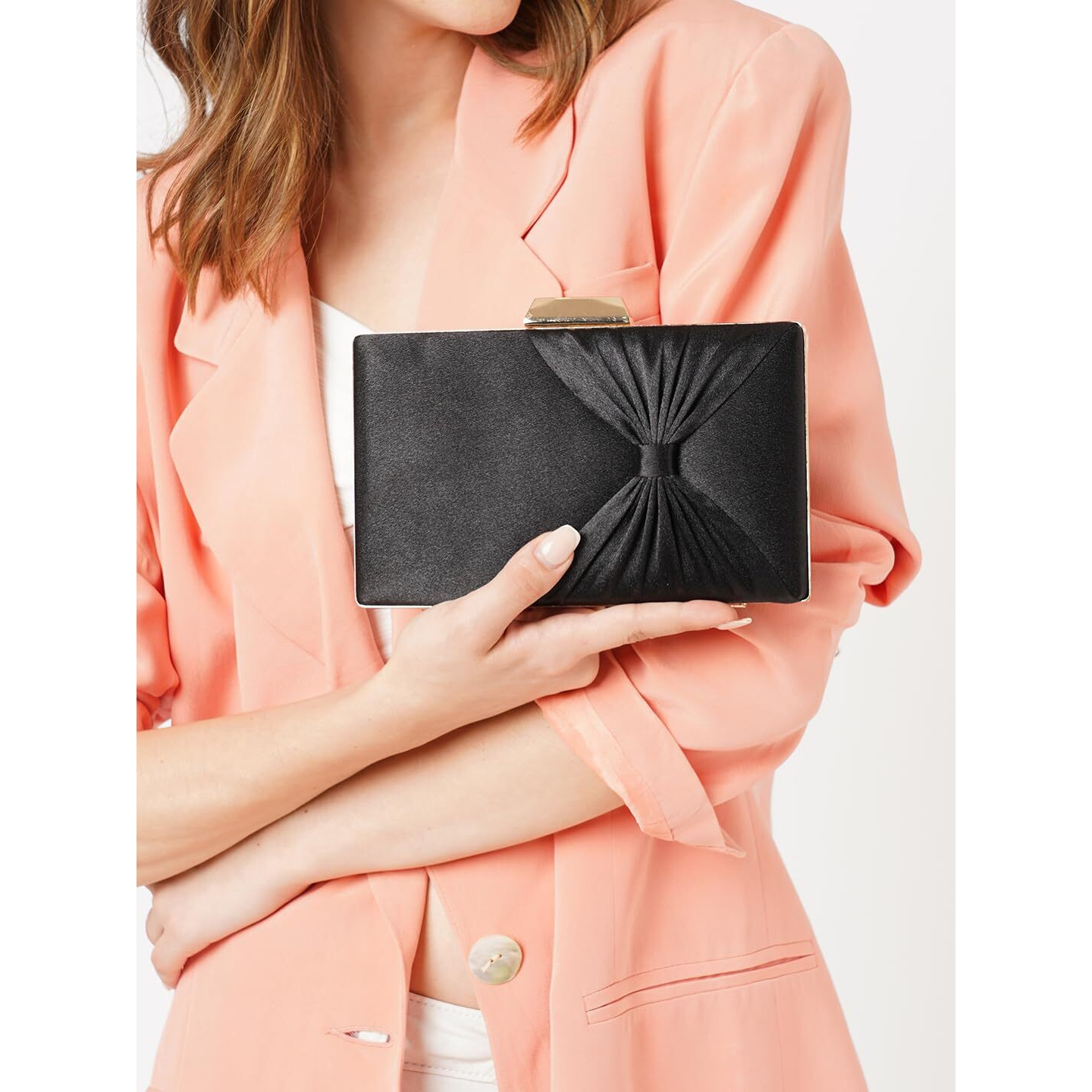 Lavie Women's Bow Frame Clutch Bags | Detachable Chain Sling Strap | Ladies Purse Wallet