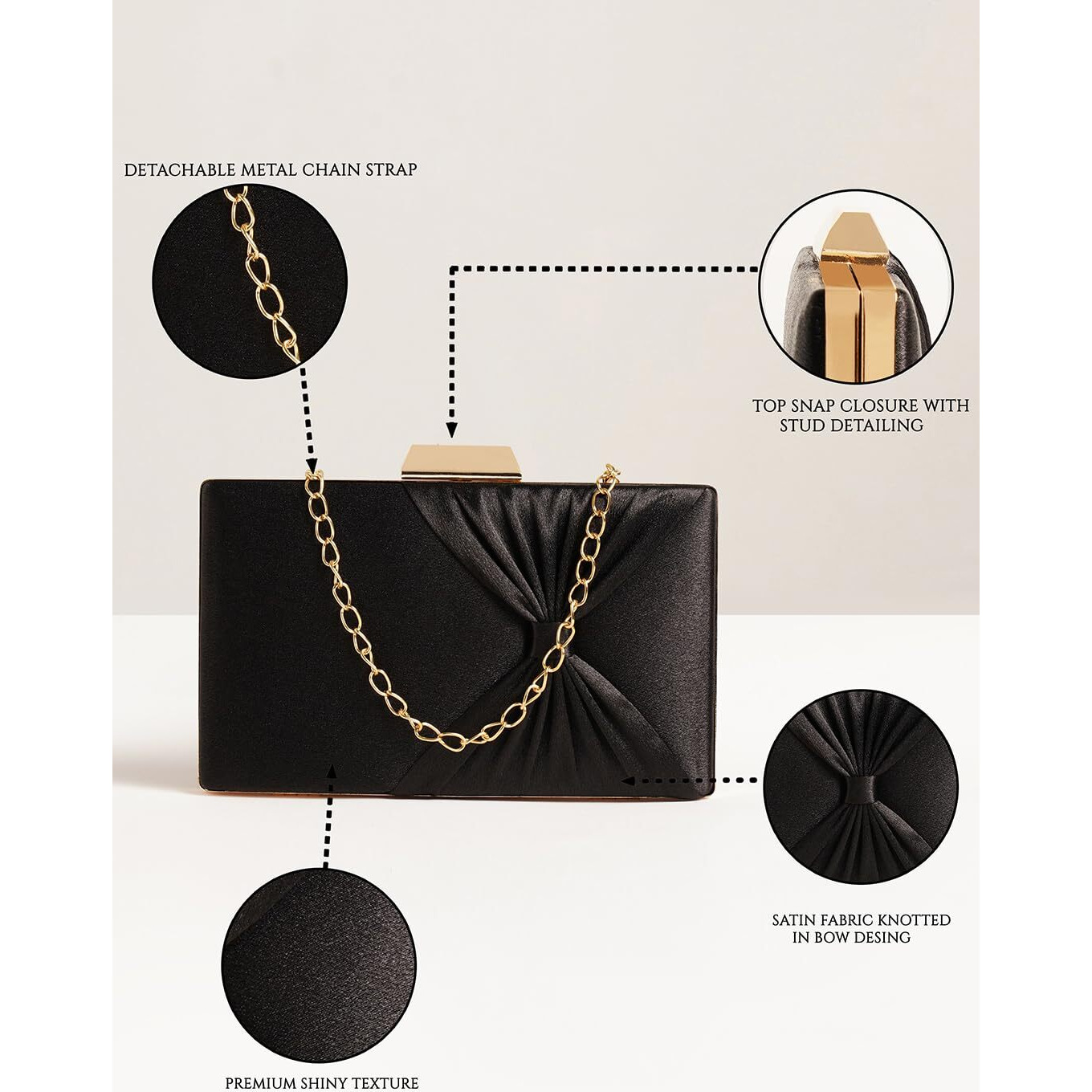 Lavie Women's Bow Frame Clutch Bags | Detachable Chain Sling Strap | Ladies Purse Wallet