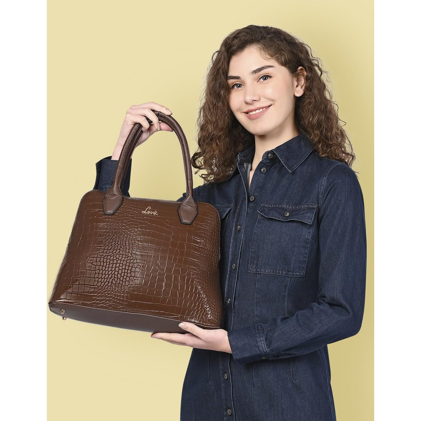Lavie Mimi Women's Large Dome Satchel Handbag (Brown)