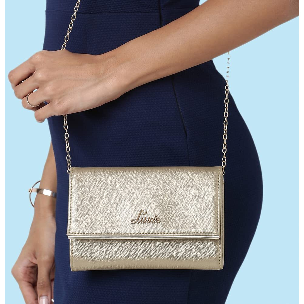 Lavie Women's Small Framed Foldover Clutch | Detachable Chain Sling Strap | Ladies Purse Wallet