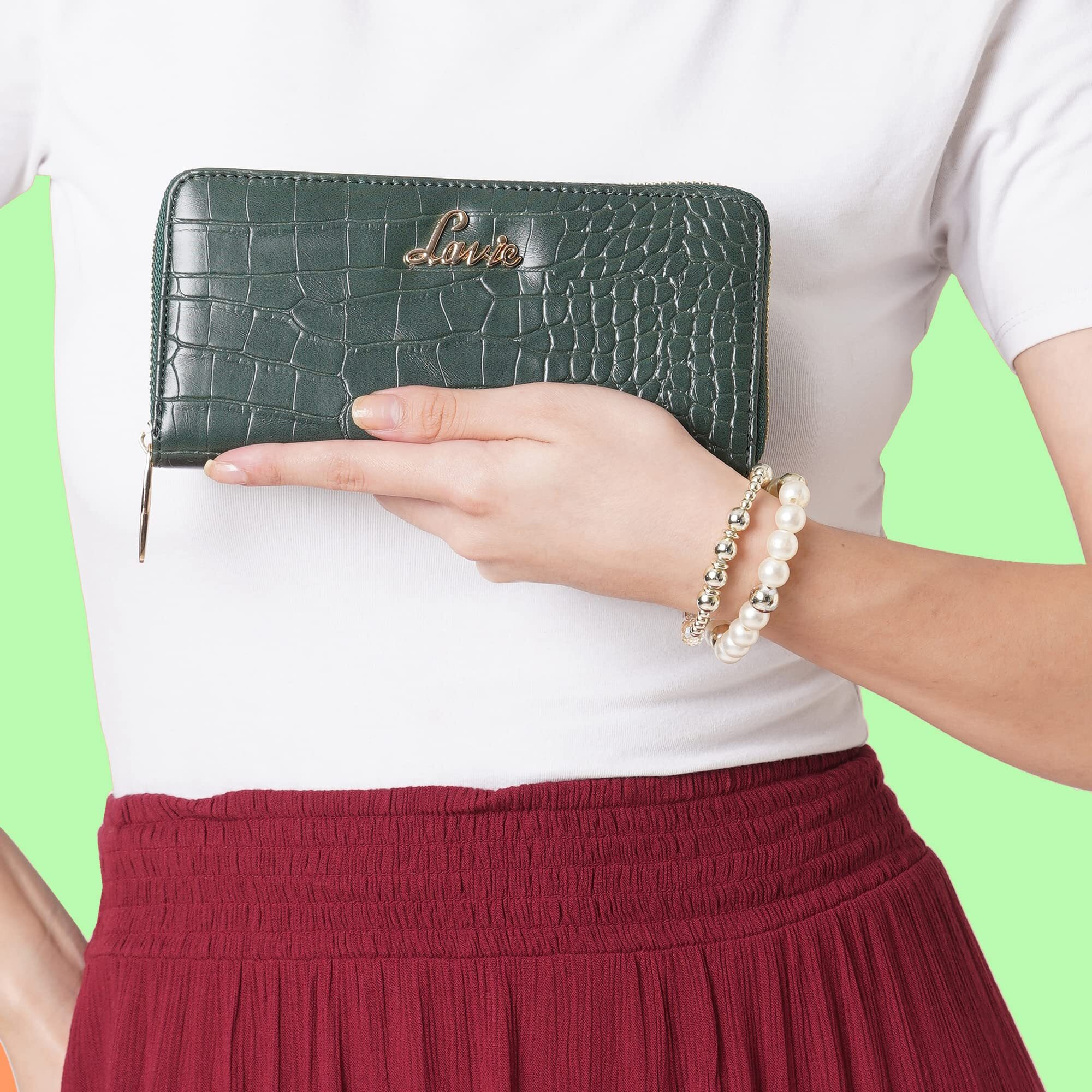 Lavie Women's Glossy Sacy Zip Around Wallet/Purse Handbag [Green]