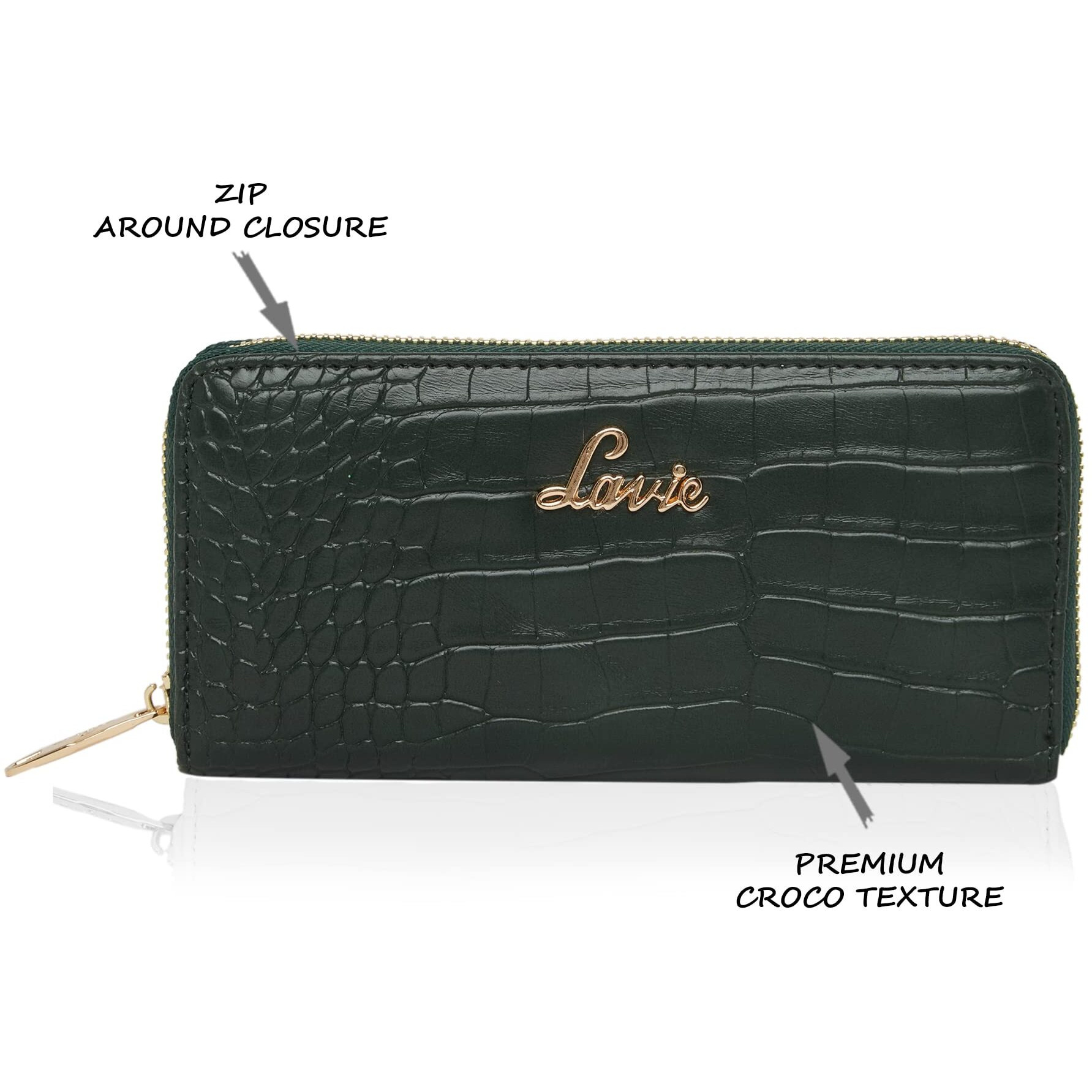 Lavie Women's Glossy Sacy Zip Around Wallet/Purse Handbag [Green]
