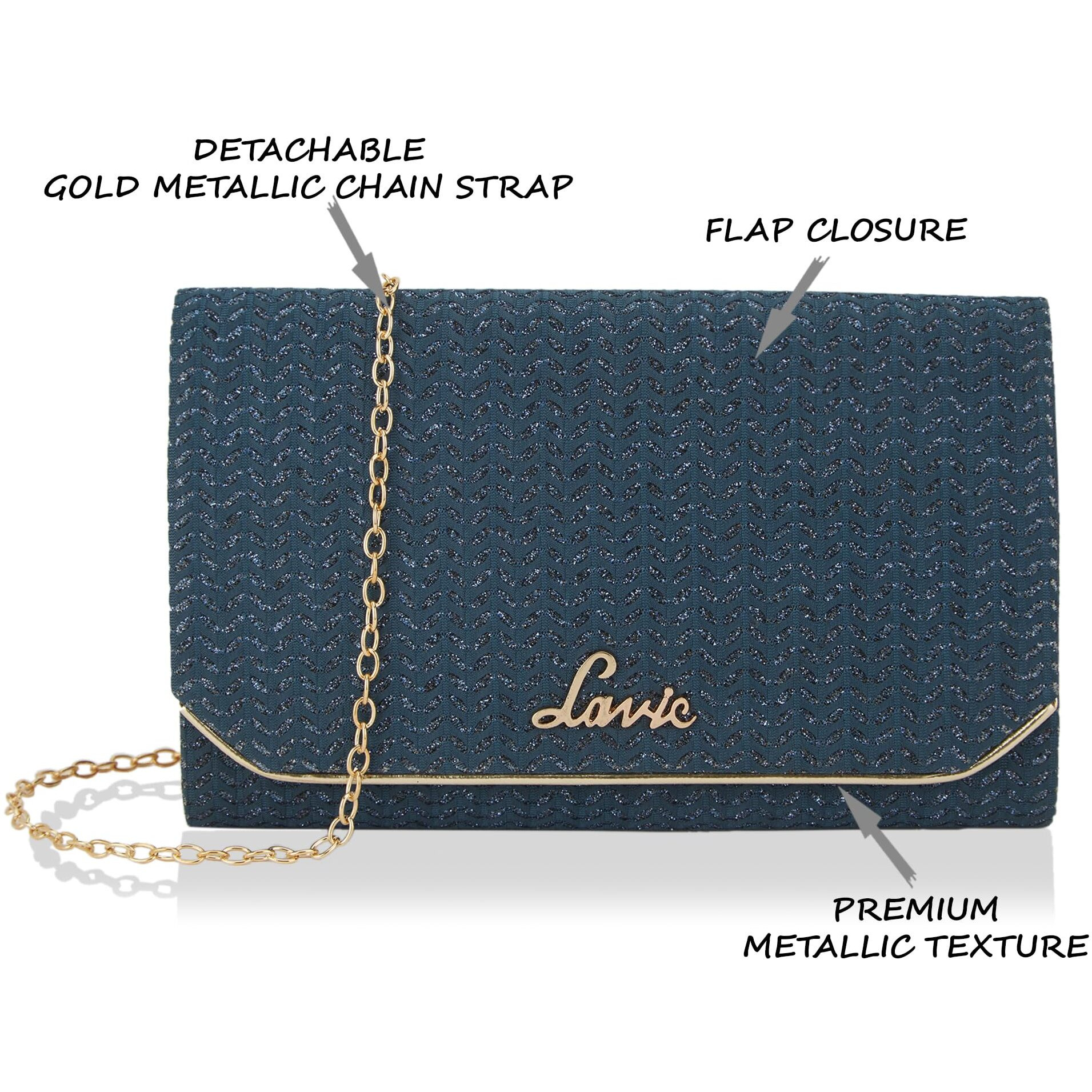 Lavie Women's Spark Ava Envelope Clutch Navy Ladies Purse Handbag