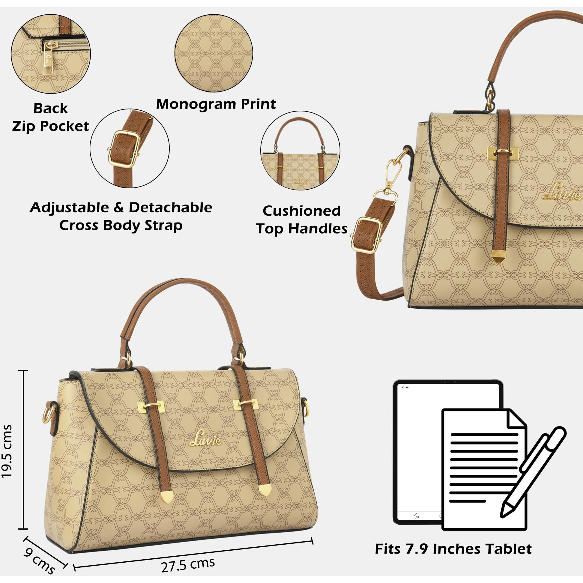 Lavie Women's Mono Beech Flap Satchel Bag | Ladies Purse Handbag