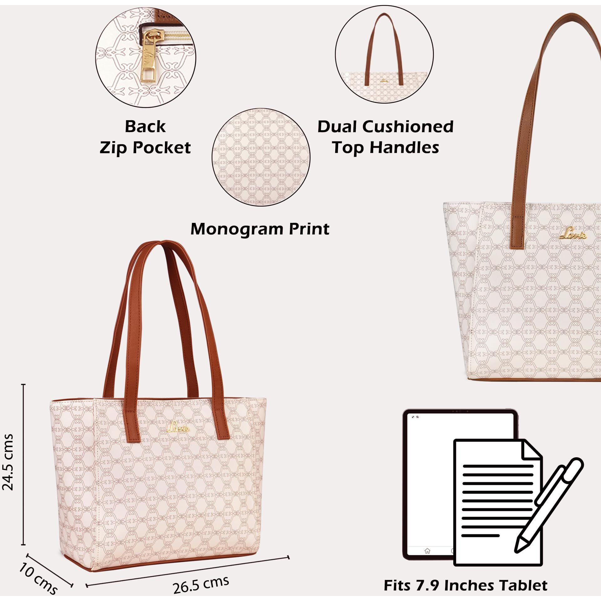 Lavie Women's Mono Betula Medium Tote Bag | Ladies Purse Handbag