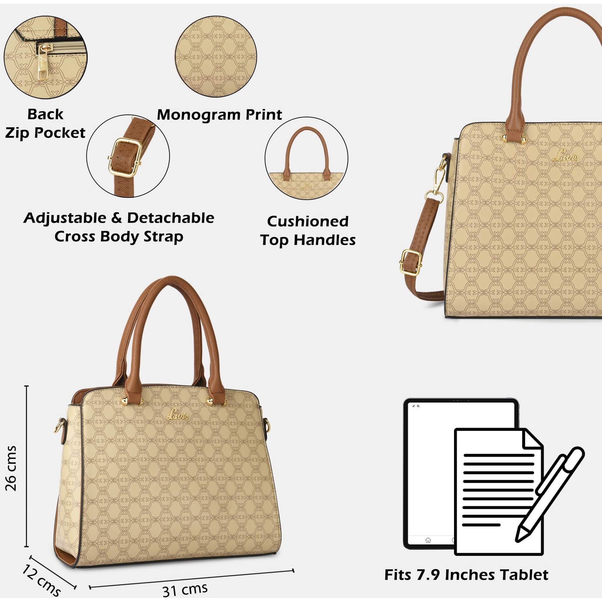 Lavie Women's Mono Ushawu Medium Satchel Bag | Ladies Purse Handbag