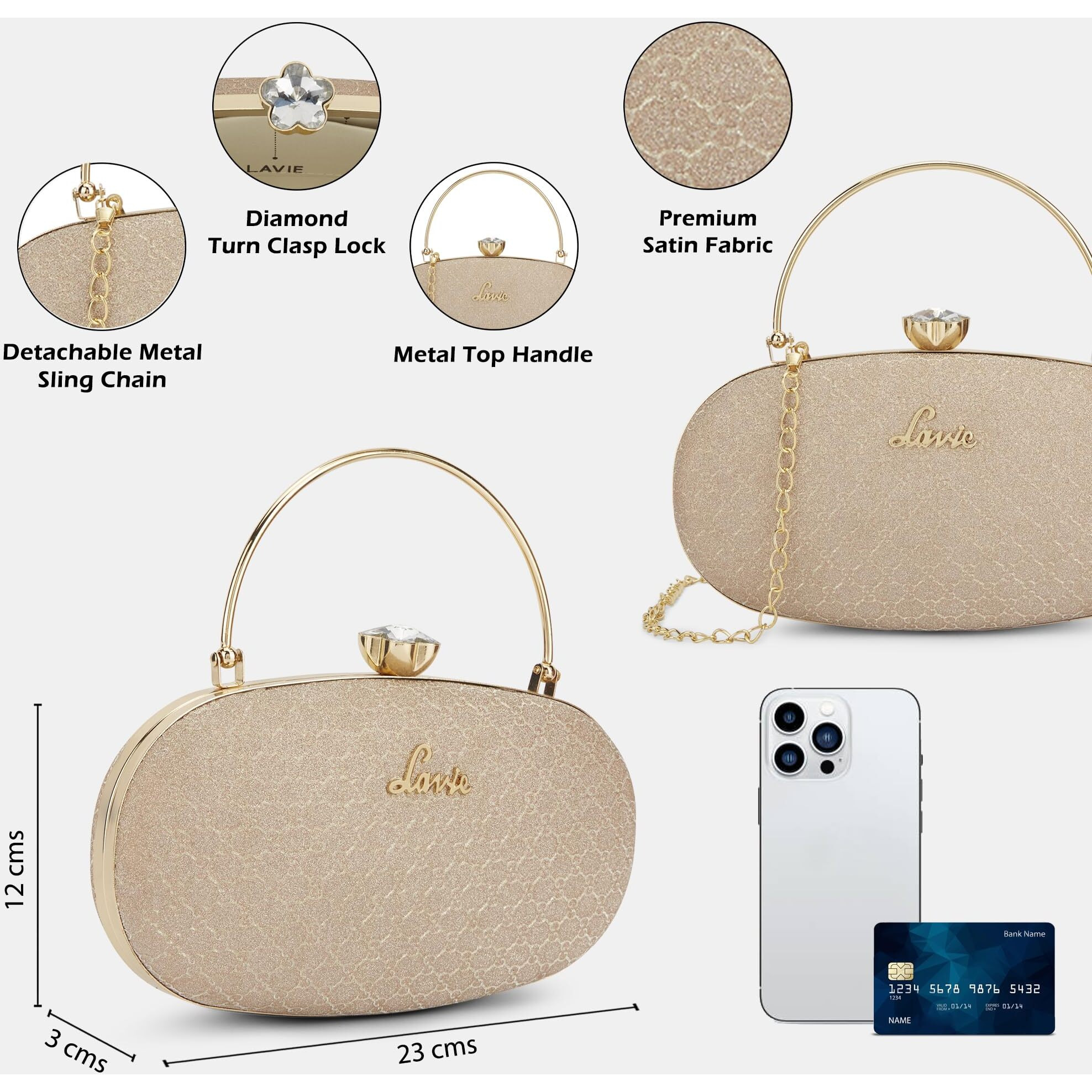 Lavie Women's Jazz Framed Clutch | Ladies Purse Handbag