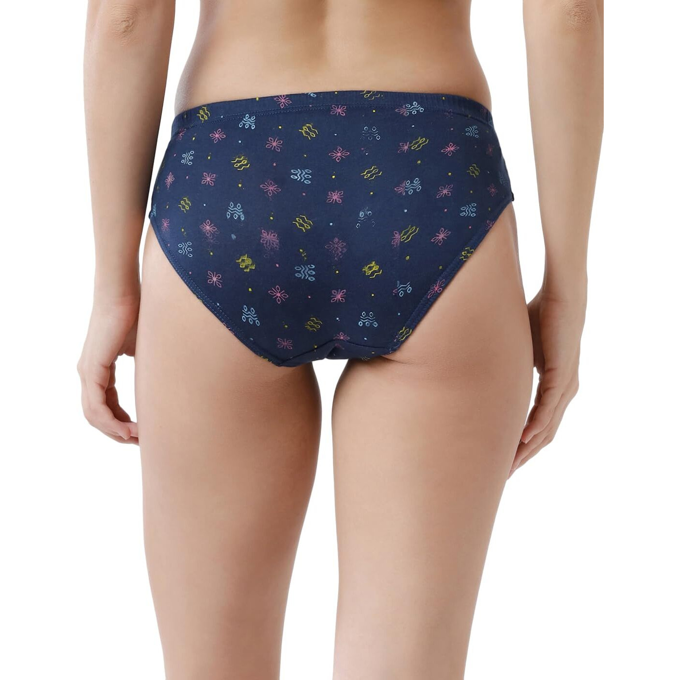 Rupa Jon Women Cotton Printed Mid Waist Hipster with Ultrasoft Concealed Waistband, Full Coverage Panty, Pack of 5 Assorted