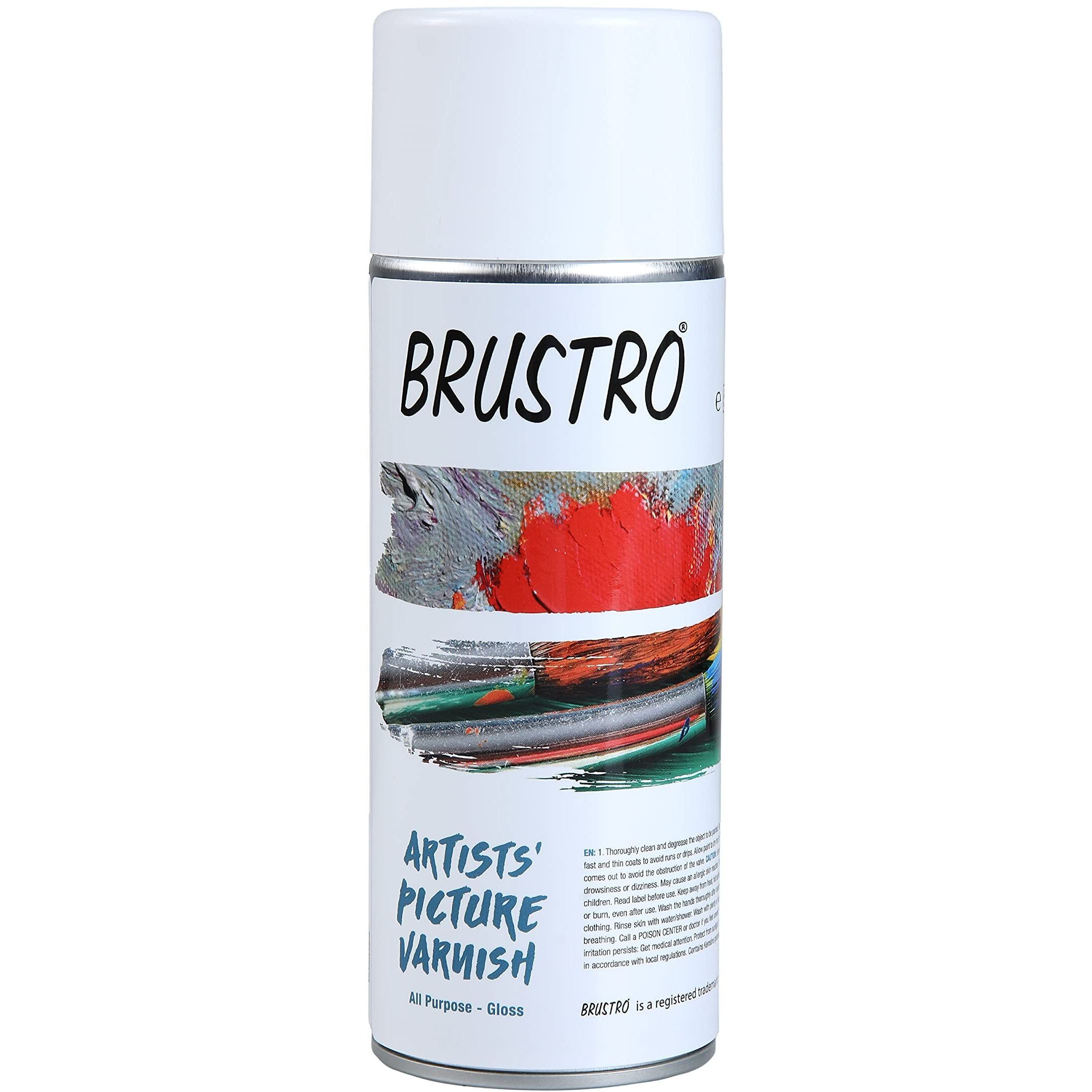 Brustro Artist's Picture Varnish Spray Can | Gloss Finish |400ml|Perfect Coating on Acrylic Painting,Watercolours,Oil Paints,Non-Yellowing,Non Toxic,Transparent,Canvas,Paper, Artwork Protection.