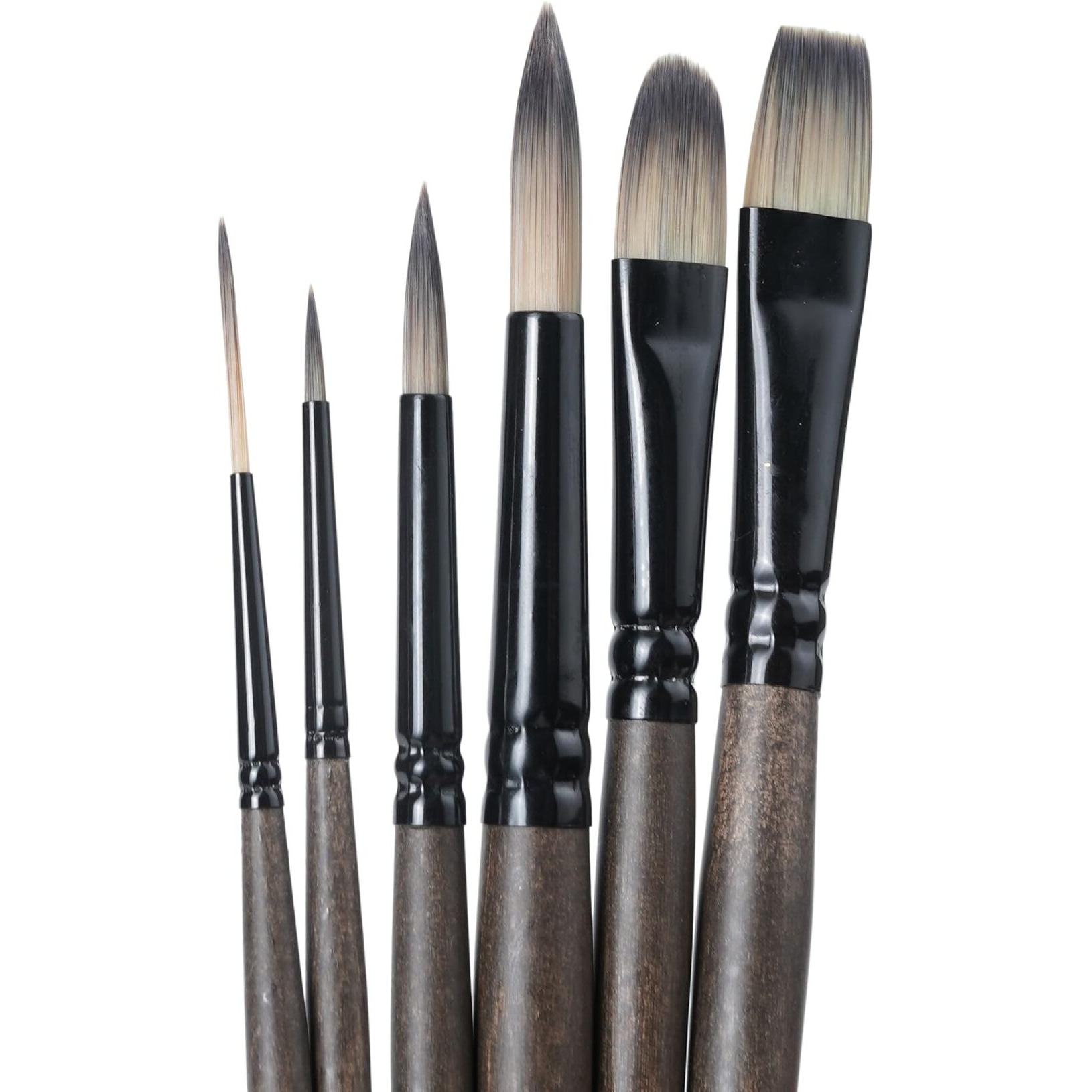 Brustro AquaStrokes Artist Brushes | Set of 6 | Ideal for Watercolour, Gouache, Acrylics, Oil Brush, Synthetic Bristles, Wooden Handle | Made for Students and Professionals Artists