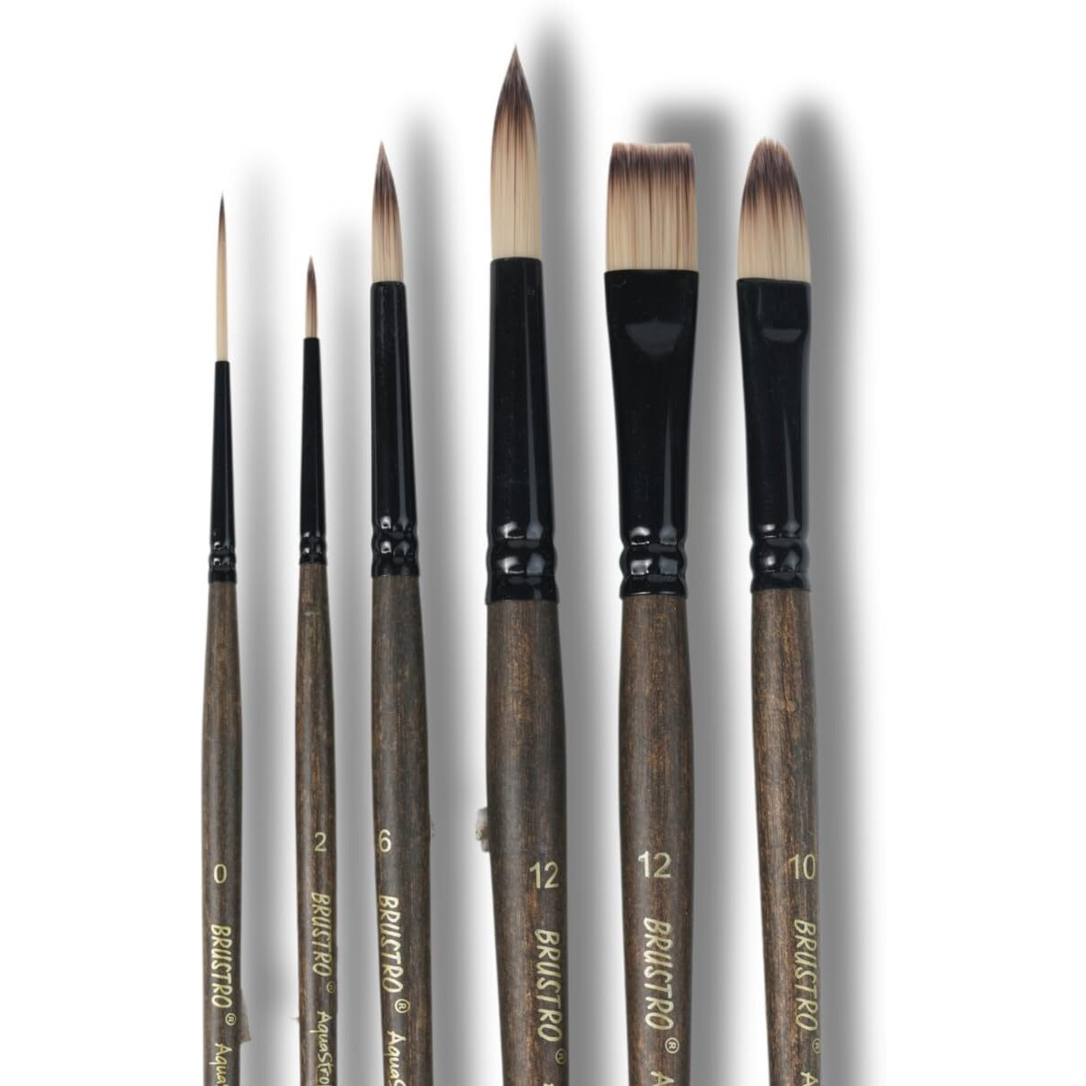 Brustro AquaStrokes Artist Brushes | Set of 6 | Ideal for Watercolour, Gouache, Acrylics, Oil Brush, Synthetic Bristles, Wooden Handle | Made for Students and Professionals Artists