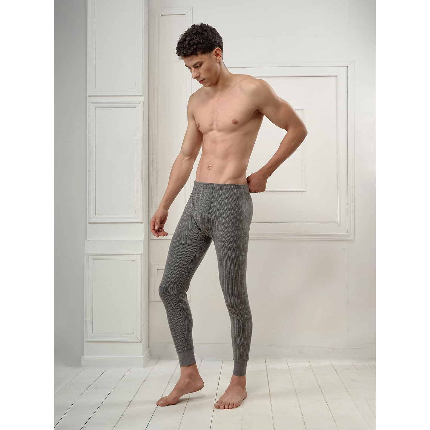 Lux Inferno Men's Slim Fit Charcoal Melange Thermal Bottom Wear M