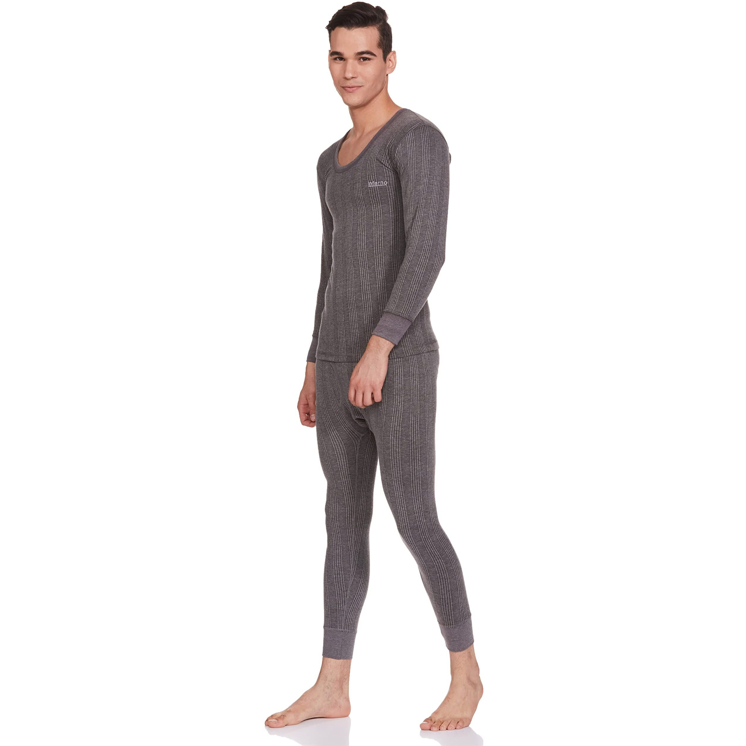 Lux Inferno Men's Thermal (Inferno_CH_FS_RN_TRO_Set_95_Charcoal Melange_X-Large)
