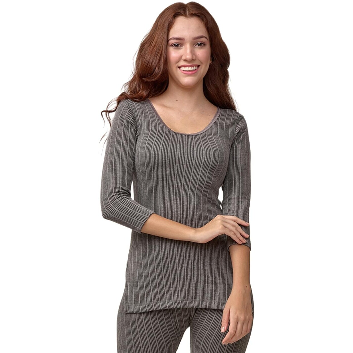 Lux Inferno Women's Cotton Thermal Top (Charcoal Melange, 90)