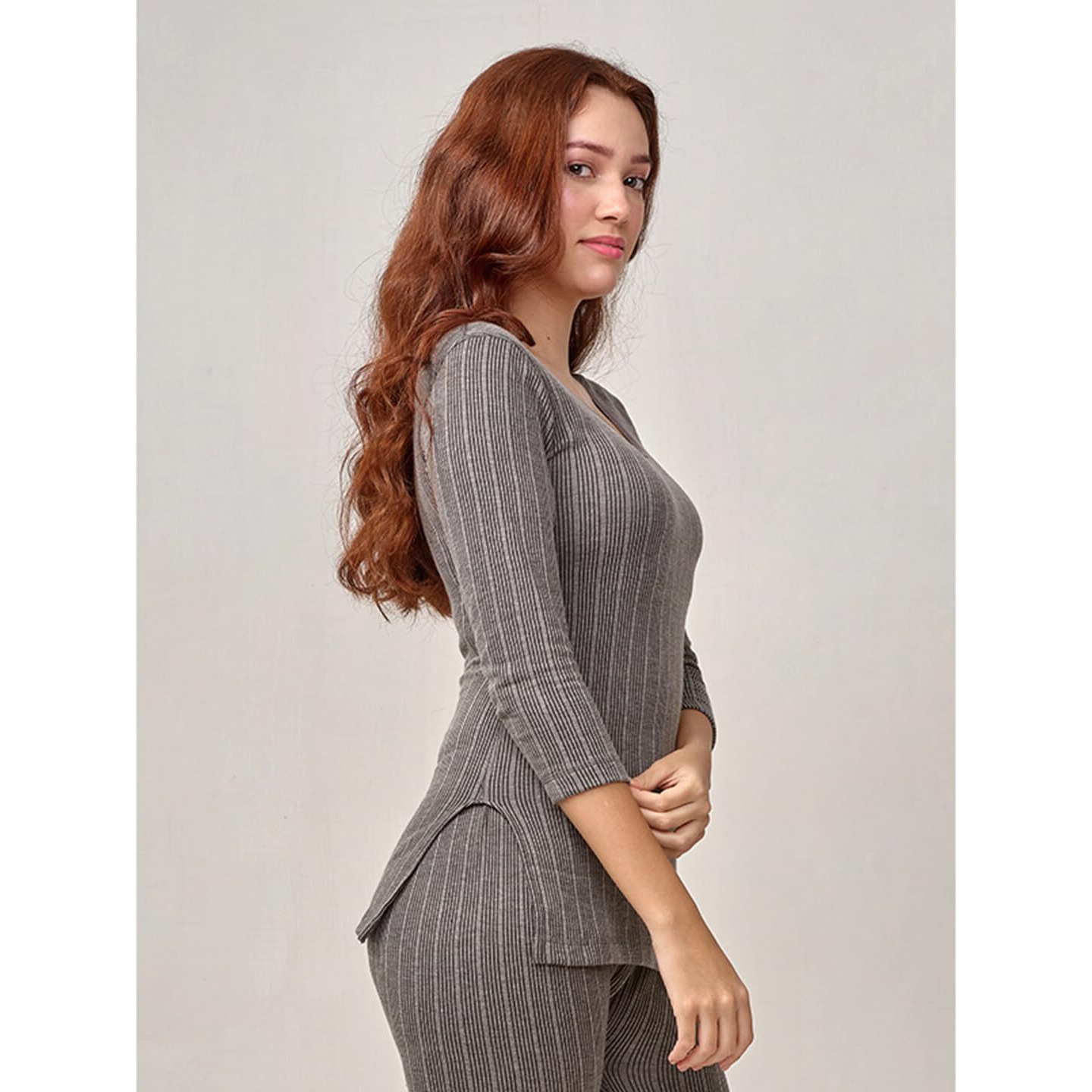 Lux Inferno Women's Cotton Thermal Top (Charcoal Melange, 90)