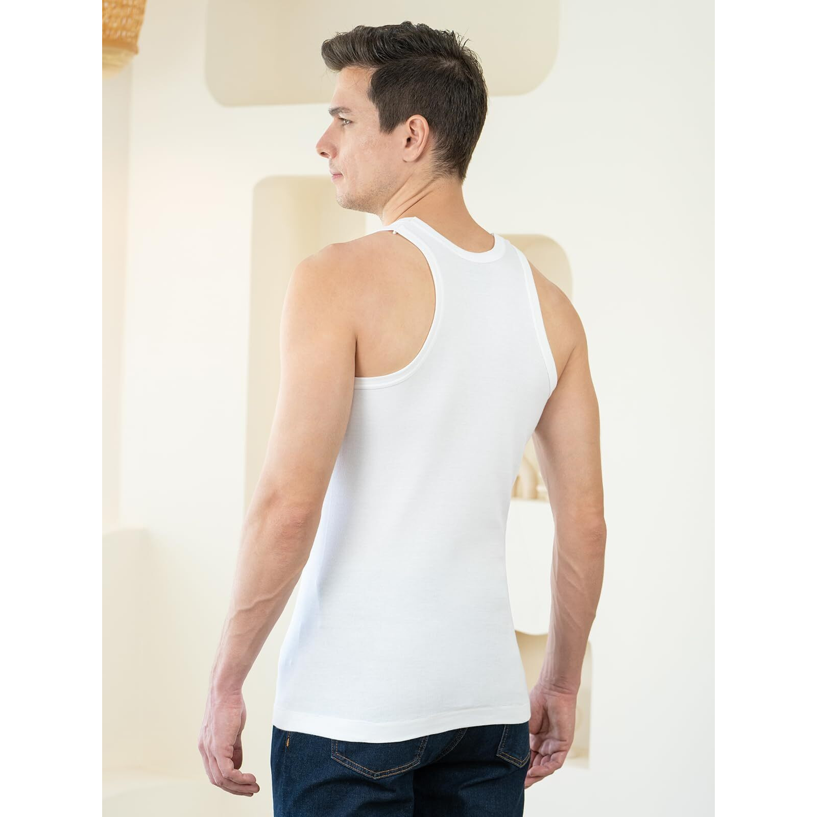 Lux Cozi Men's Pack of 3 White Round Neck Sleeveless Cotton Vest (Size  80cm)
