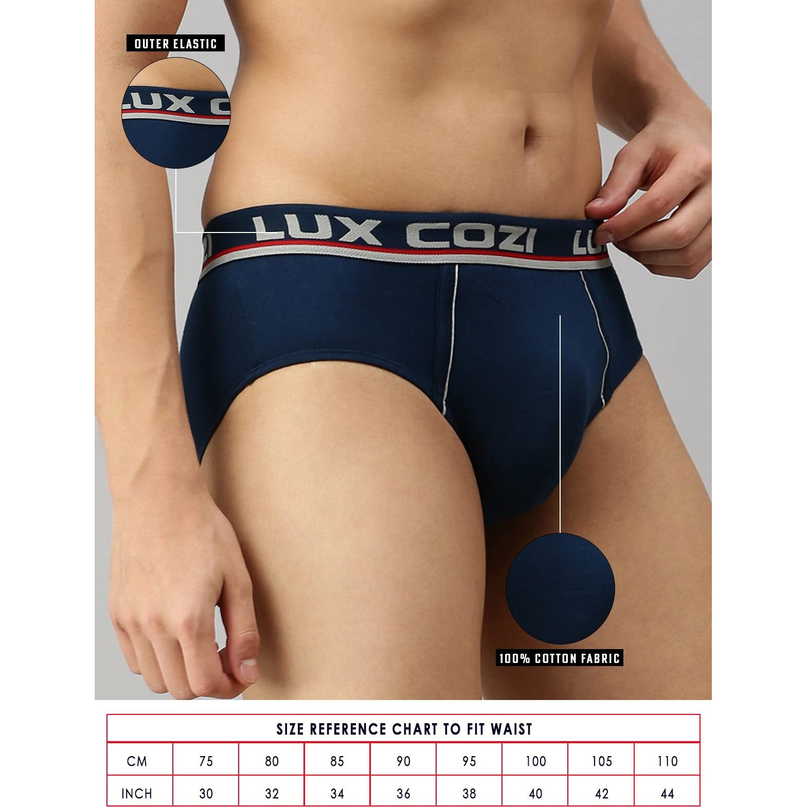 Lux Cozi Men's Cotton Brief (Pack of 5) (85) Assorted