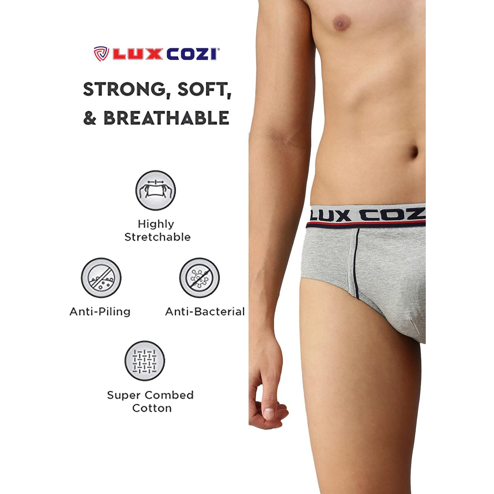 Lux Cozi Men's Cotton Brief (Pack of 5) (95) Assorted