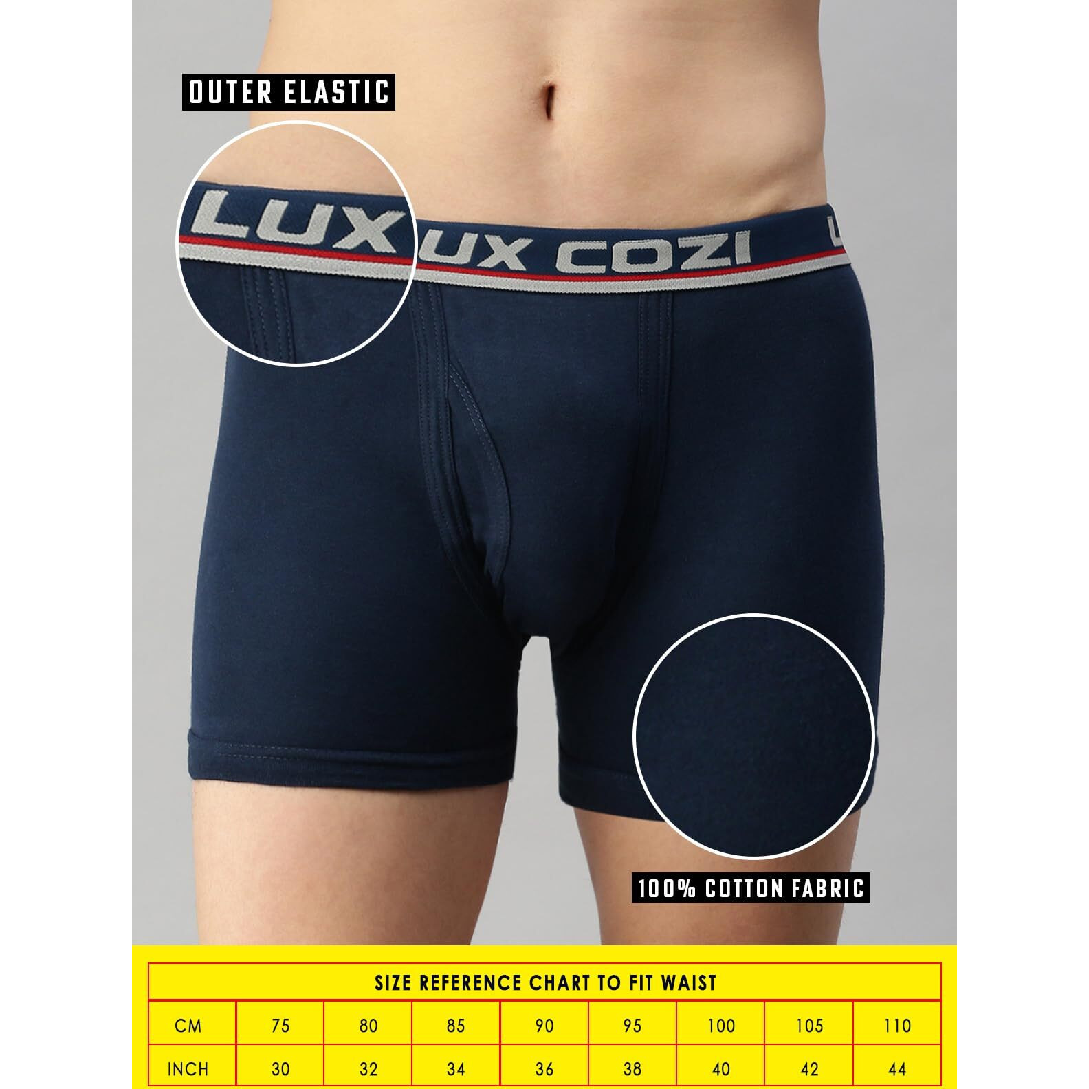 Lux Cozi Men's Cotton Trunks (Multicolor2_90 CM)