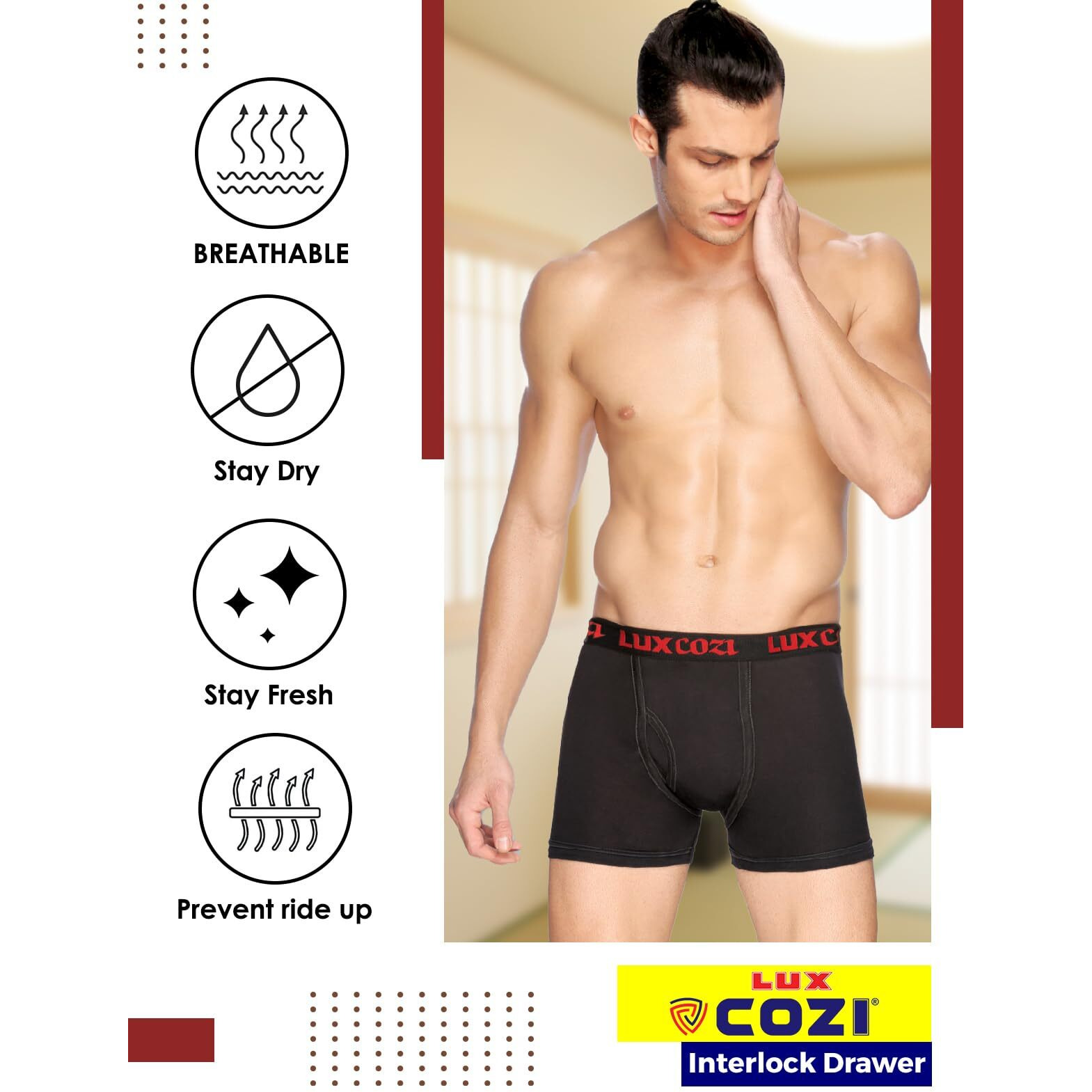 Lux Cozi Men's Cotton Trunks (Multicolor2_90 CM)
