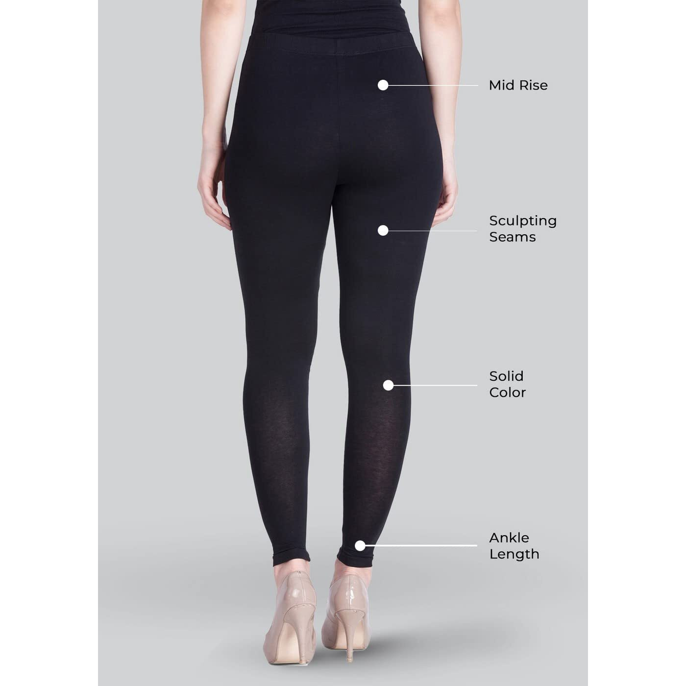 Lyra Women Solid Premium Cotton Ankle length Leggings | Mid-Waist | Fashionwear