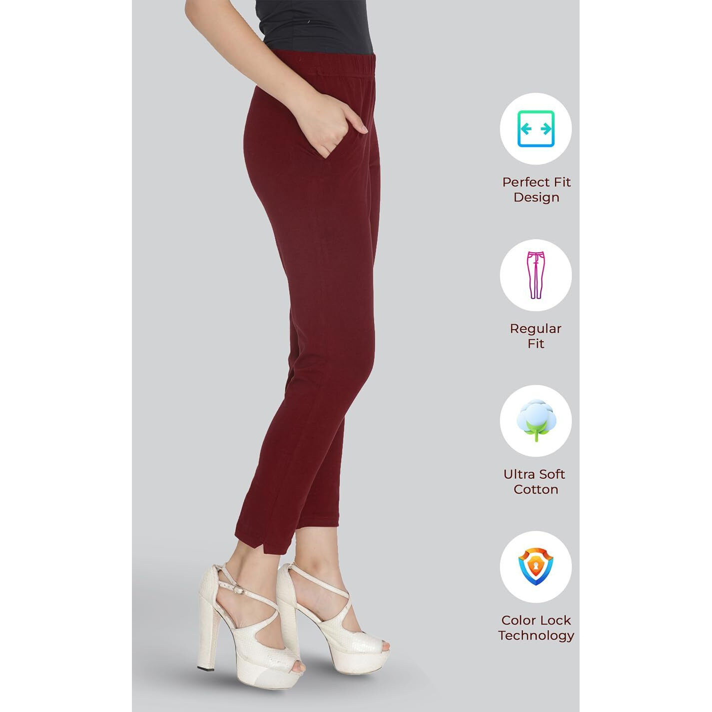 Lyra Women Solid Premium Cotton Kurtipant | Mid-Waist | Fashionwear