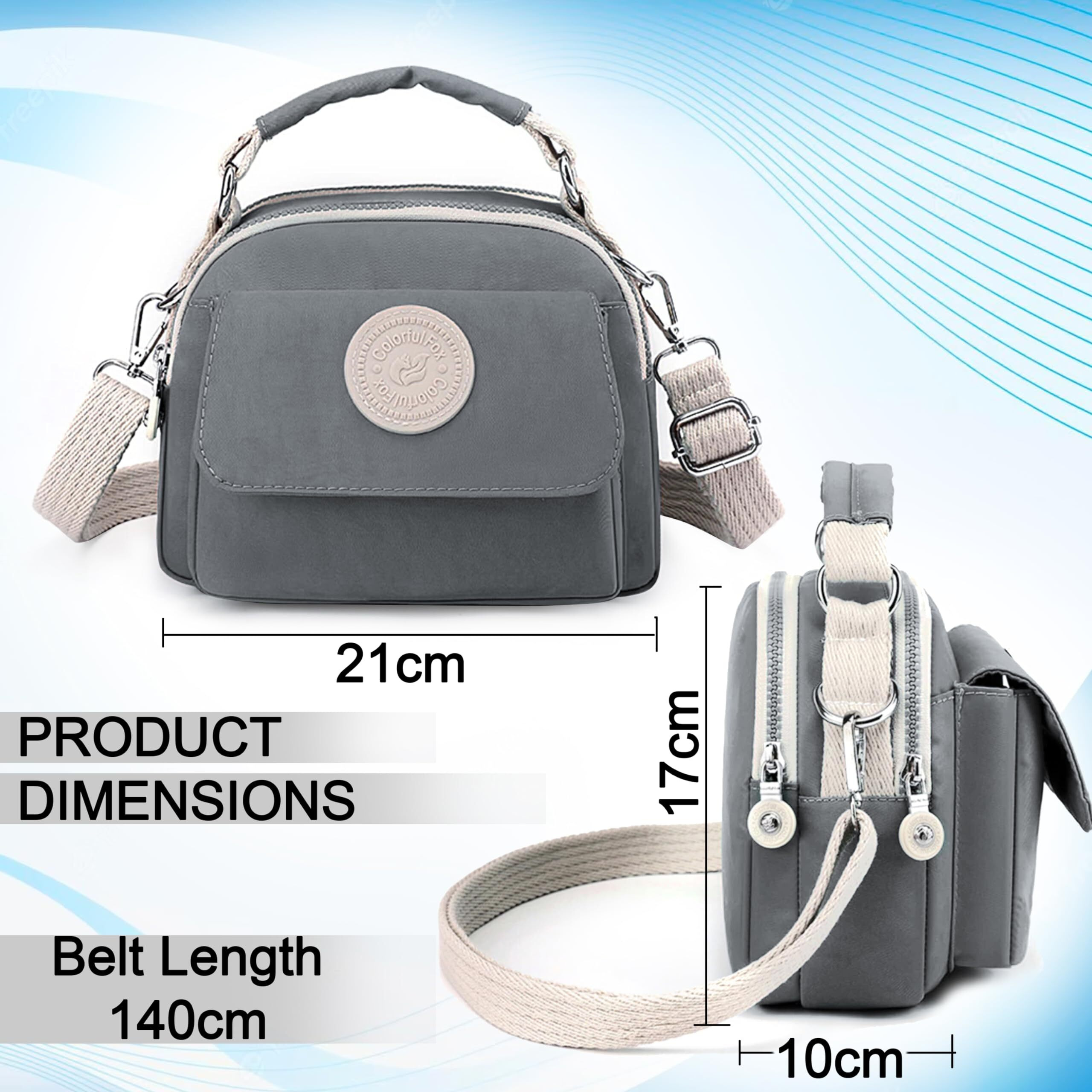 Storite Women's Stylish Small Lightweight Sling Crossbody Shoulder Bag, Portable Handbag Bag With Inner Padded Pocket & Adjustable Strap (Grey,21x10x17cm)