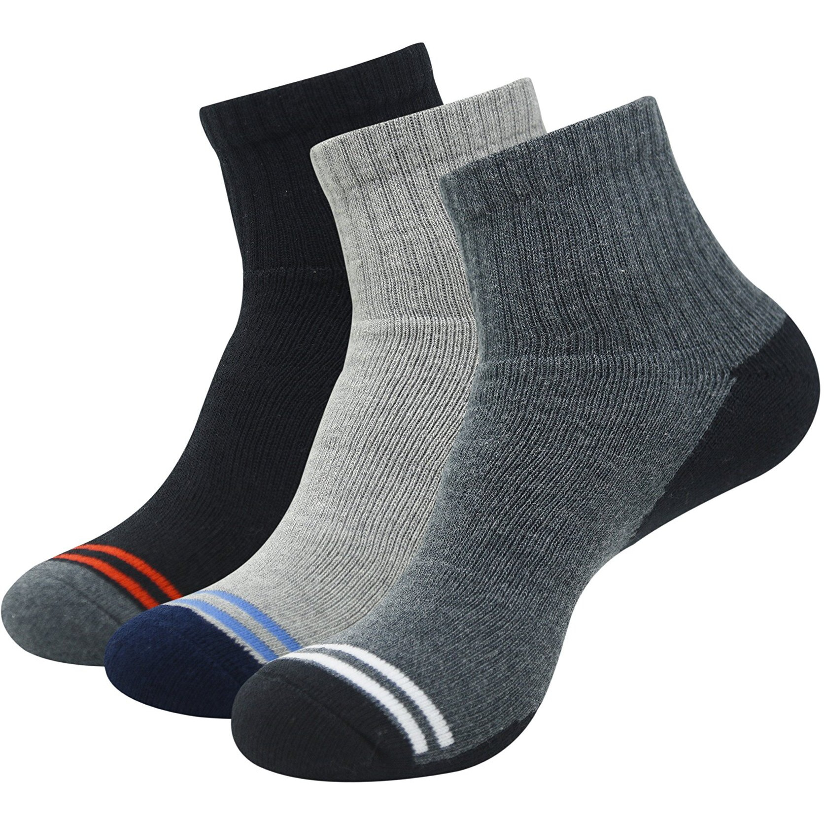 BALENZIA Men's Cushioned High Ankle Sports/Gym Socks (Free Size) Made with 100% Cotton & Spandex. Pack of 3 (Multicolour) | Terry/Towel Ankle Socks for Men.