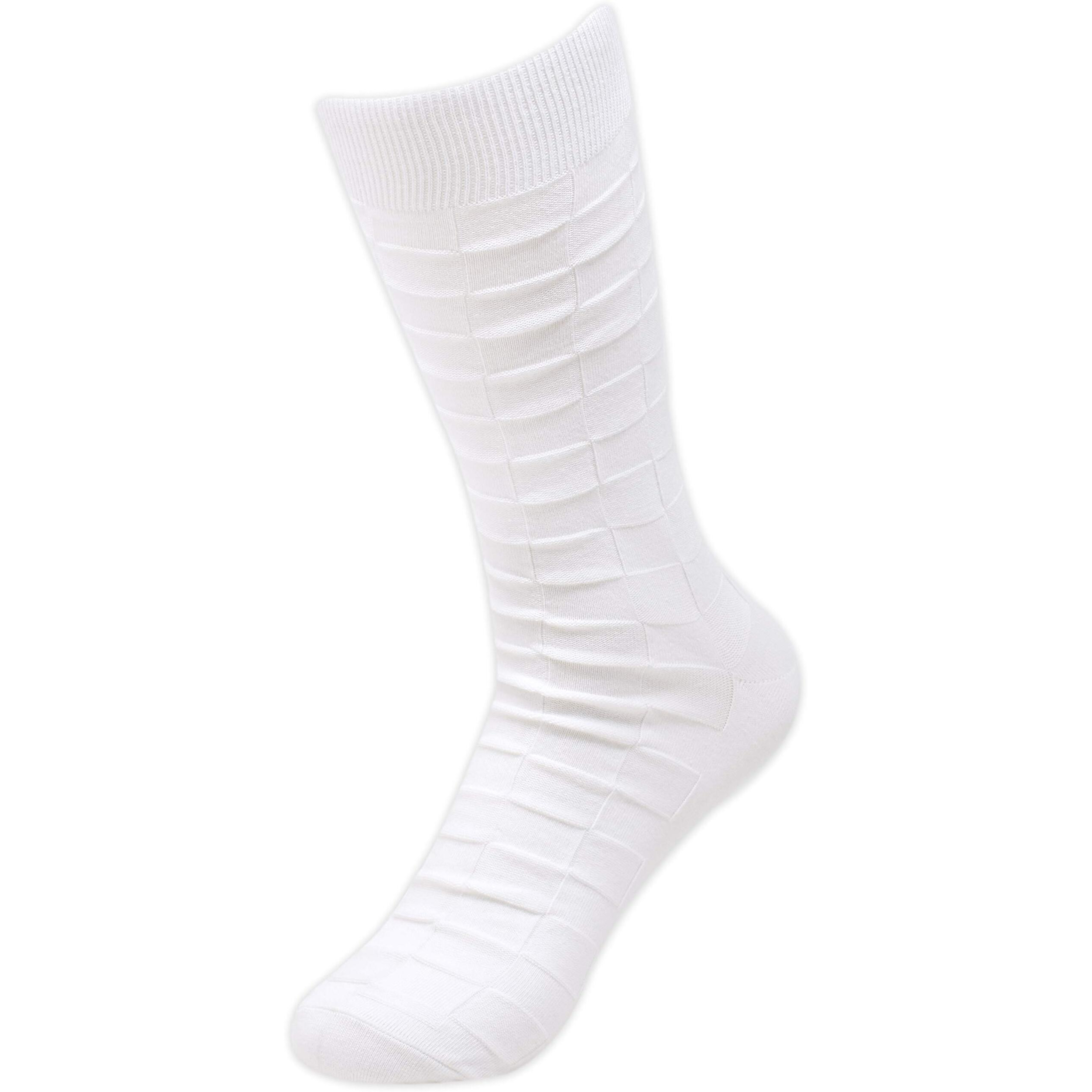 BALENZIA Men's Patterned Self Design Crew/Calf Length Formal Socks (Free Size) Made with Cotton and Spandex - Combo Pack of 6 (Multicolor)