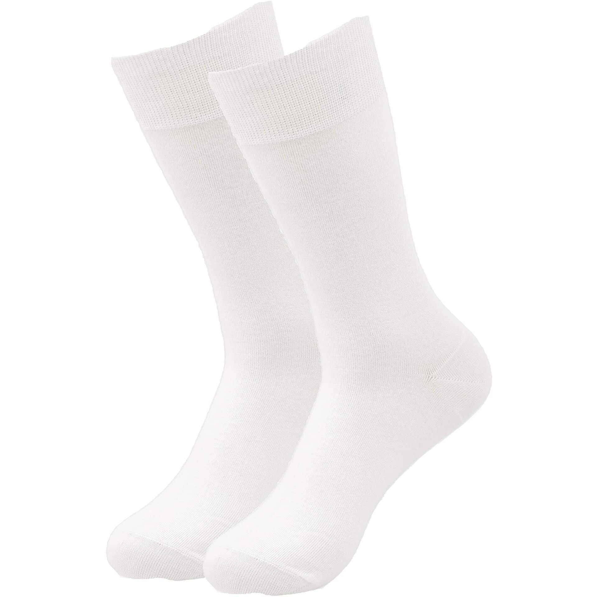 BALENZIA Men's Fine Business Full Length Socks, Crew & Calf Length Socks for men made with 100% combed cotton & spandex- (White, Free Size) Combo Pack of 6.