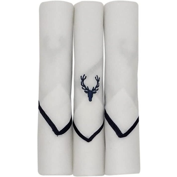 Allen Solly Men's Cotton White Handkerchiefs with Colored Border & Brand Logo (Pack of 3)