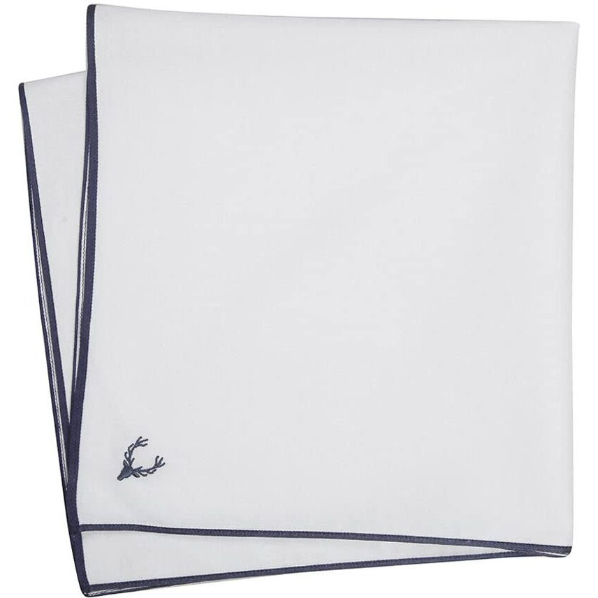 Allen Solly Men's Cotton White Handkerchiefs with Colored Border & Brand Logo (Pack of 3)