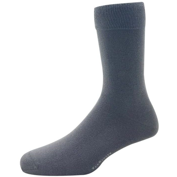 Van Heusen Mens Cotton Full Length Socks (Pack of 3) Dark Grey, Navy, Black