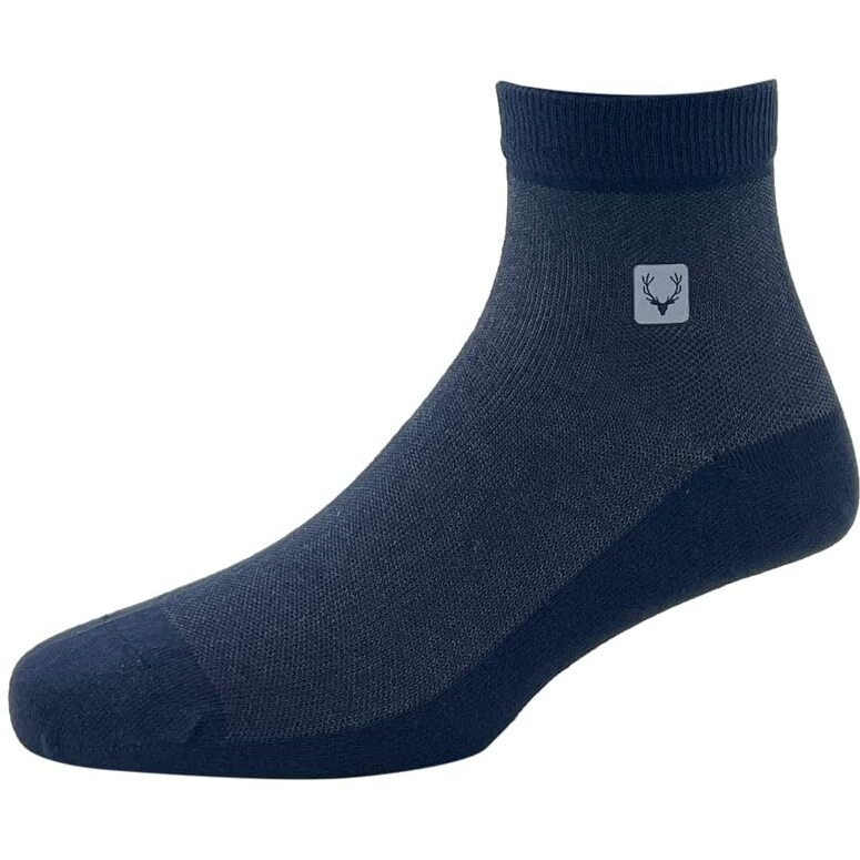 Allen Solly Men's Cotton Quarter Length Socks (Pack Of 3) - Black, Navy, Light Grey Melange