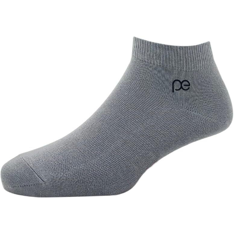 Peter England Men's Cotton Ankle Length Socks (Pack of 3) Light Grey, Navy, Black