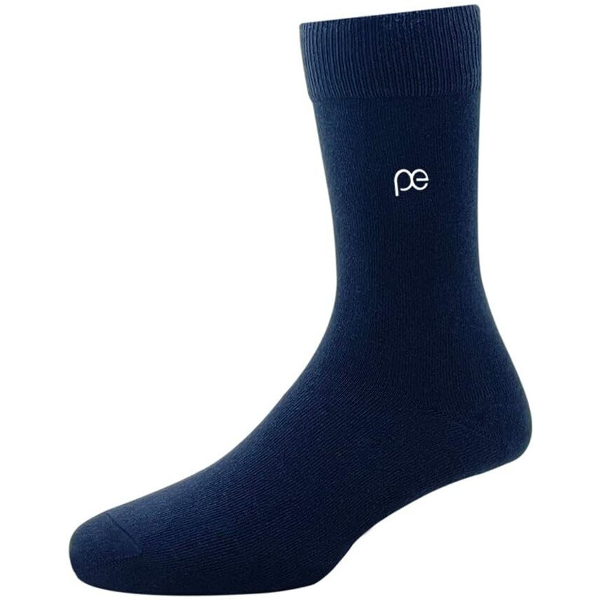 Peter England Men's Cotton Full Length Socks (Pack of 3) Dark Grey, Navy, Black